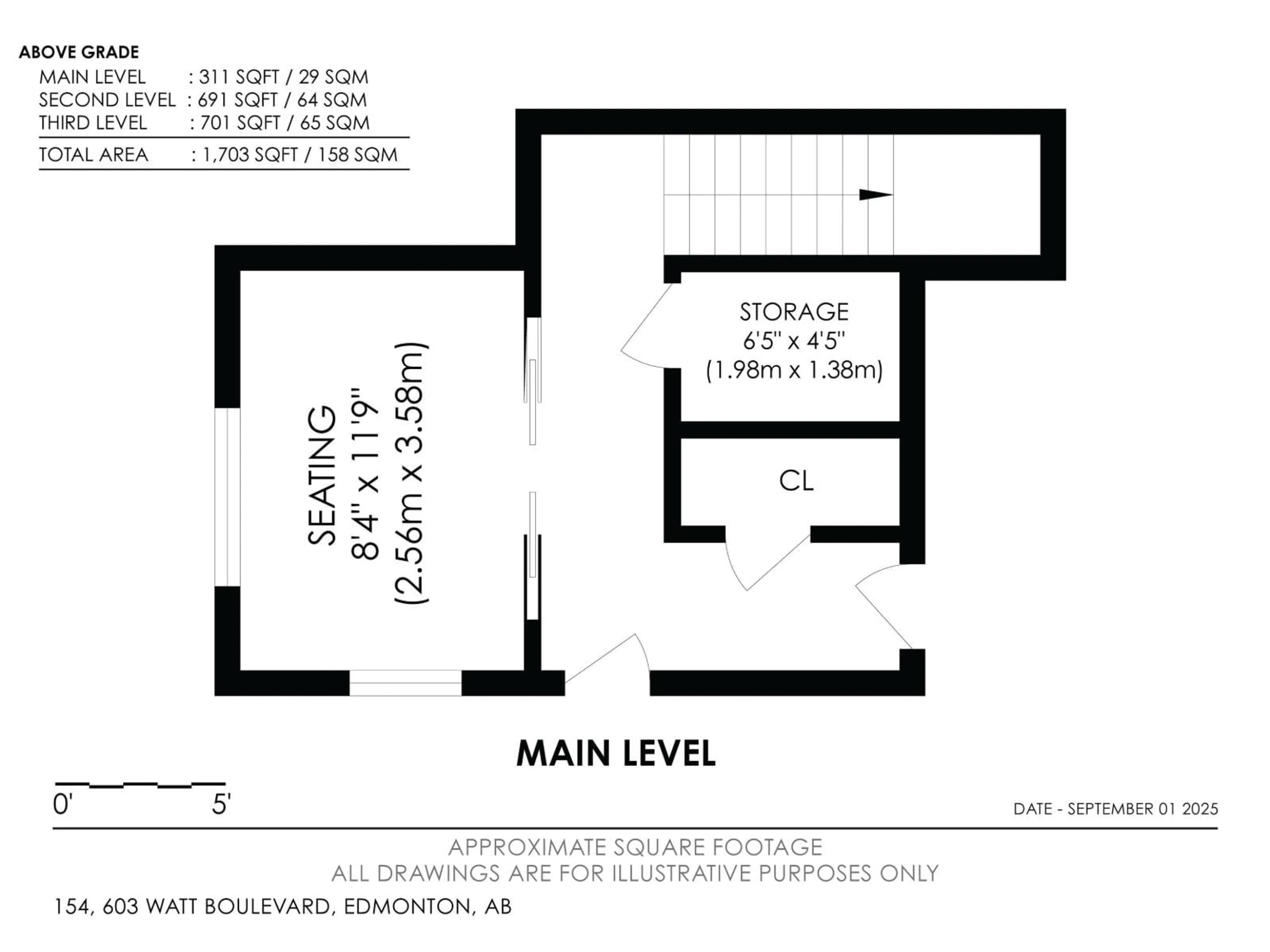 Floor plan for 603 - 154 WATT BV, Edmonton Alberta T6X0P3