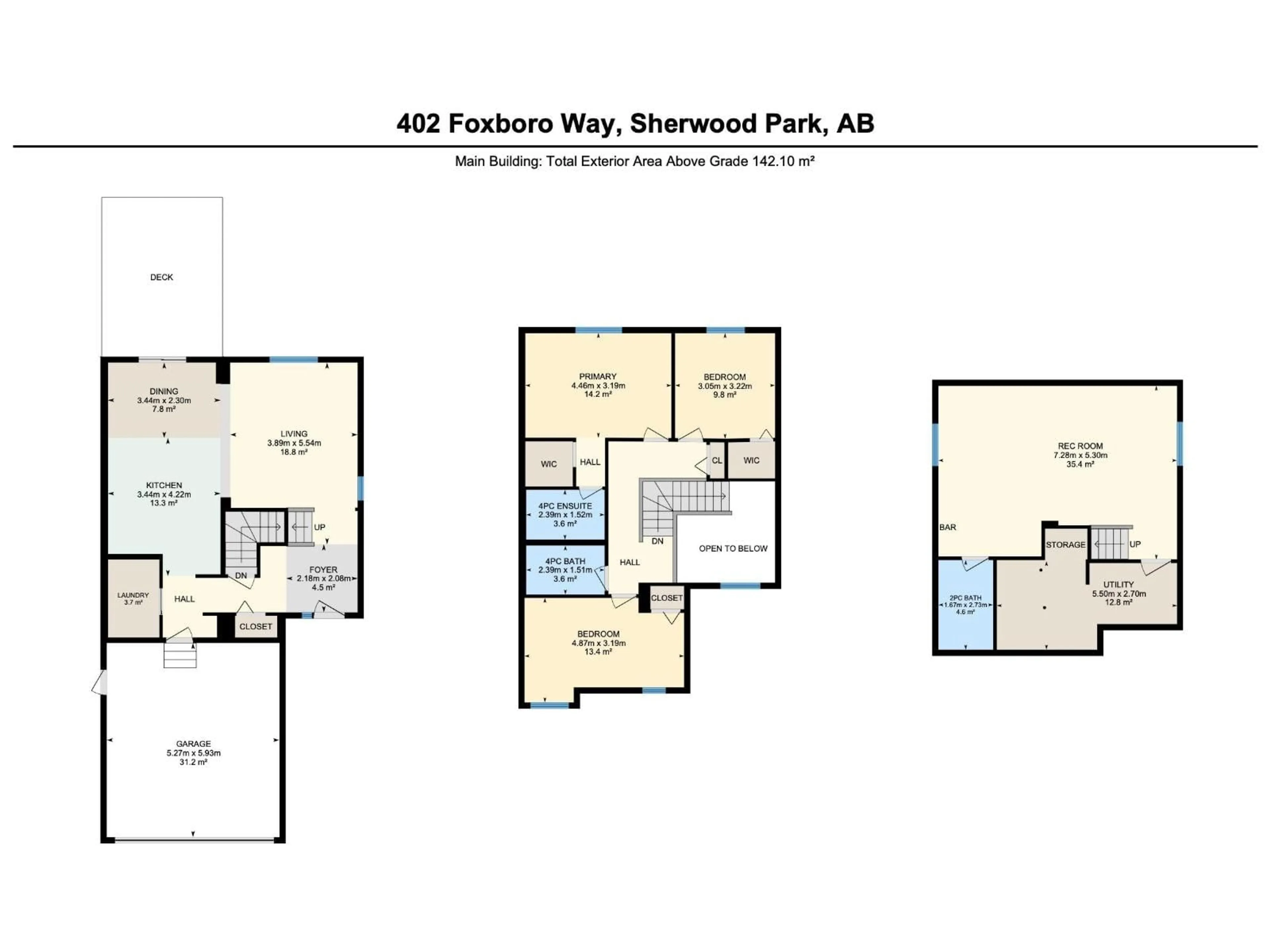 Floor plan for 402 FOXBORO WY, Sherwood Park Alberta T8A6K4