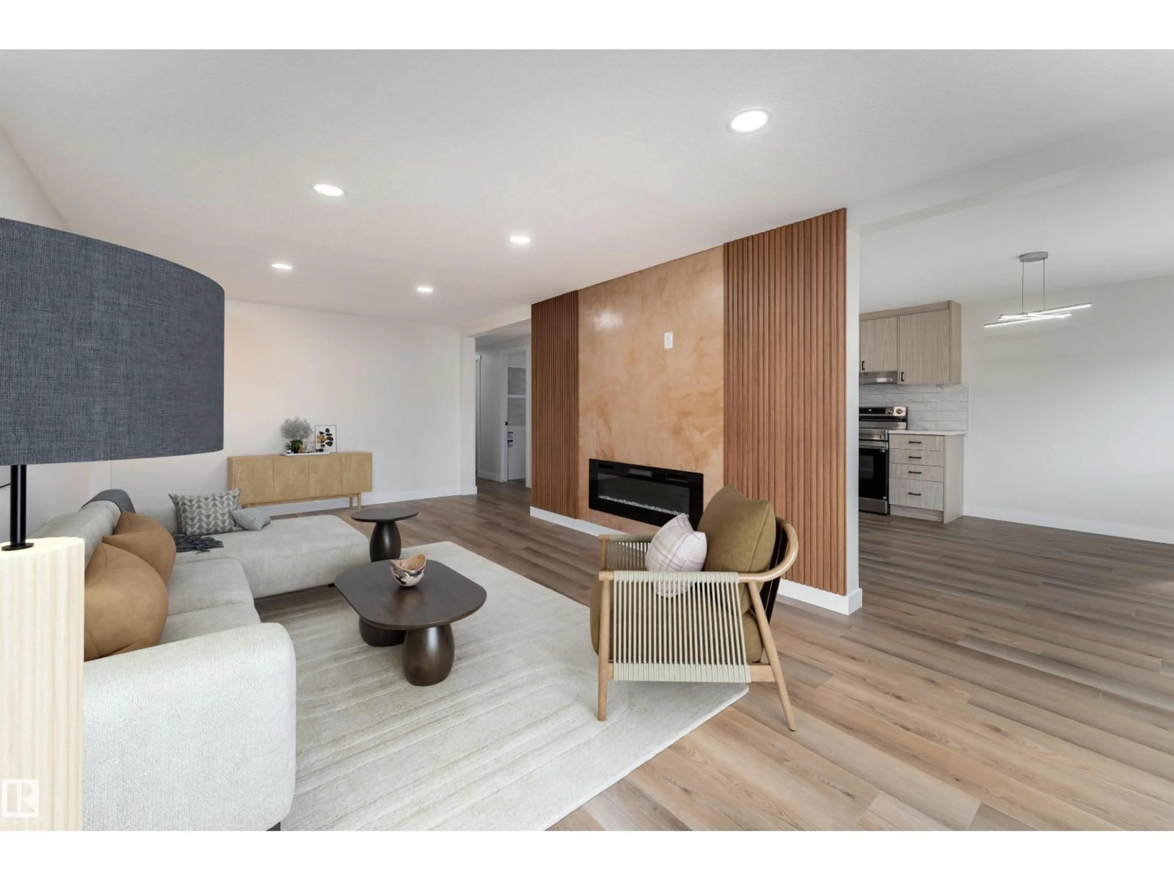 Living room with furniture, wood/laminate floor for NW - 2001 WEST VIEW GR, Edmonton Alberta T5S1T6