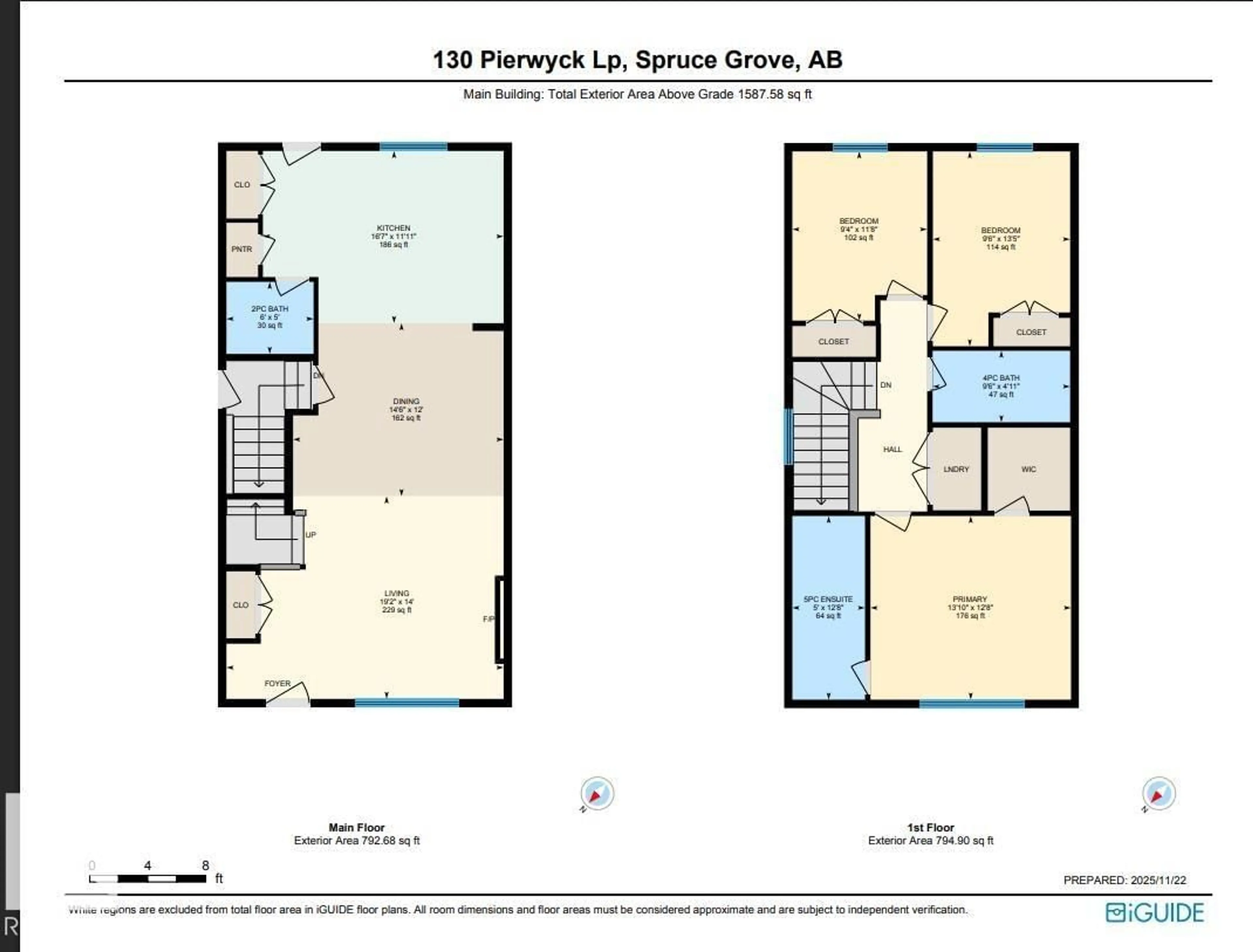 Floor plan for 130 PIERWYCK LO, Spruce Grove Alberta T7X4G2