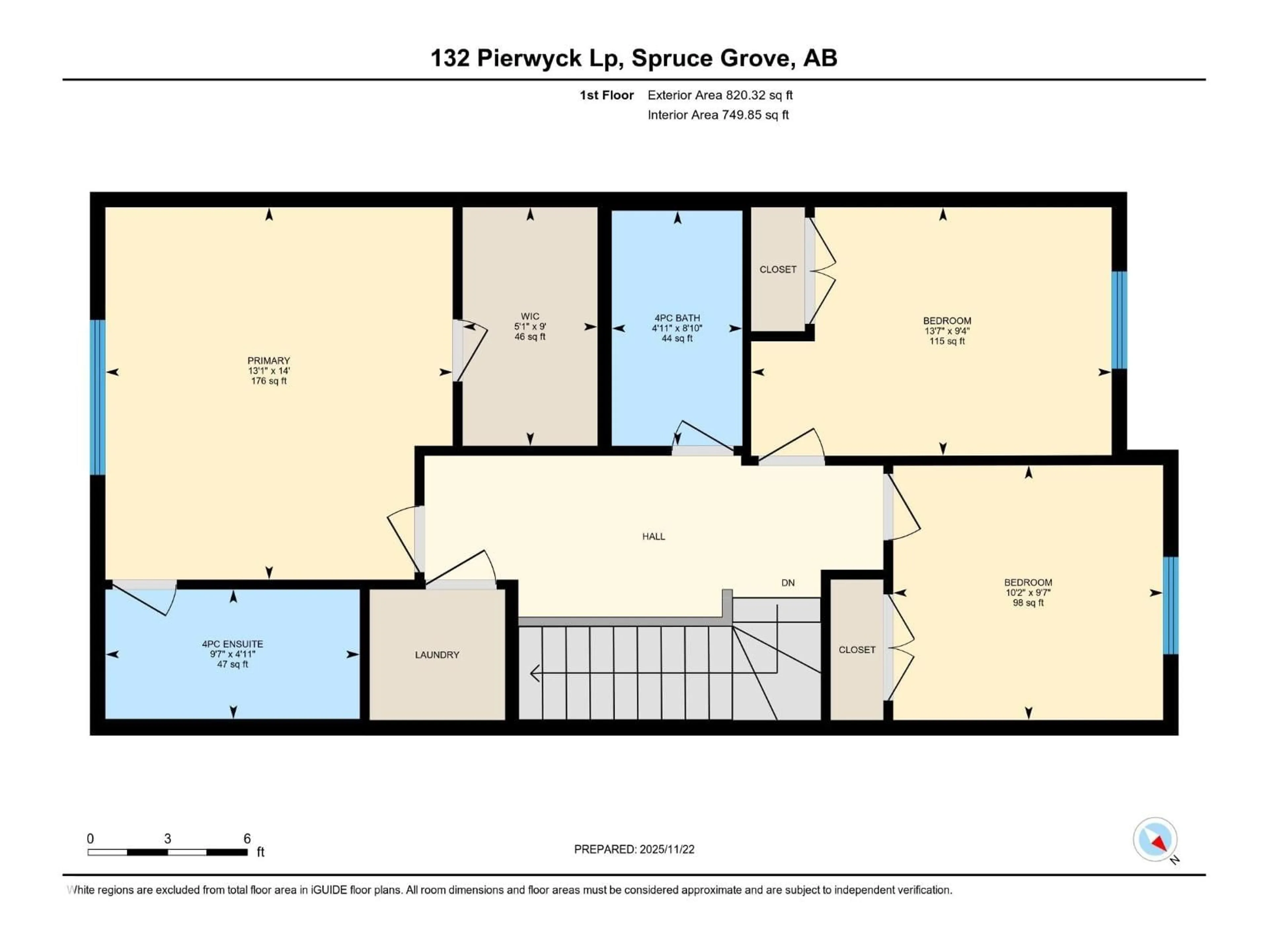 Floor plan for 132 PIERWYCK LO, Spruce Grove Alberta T7X4G2