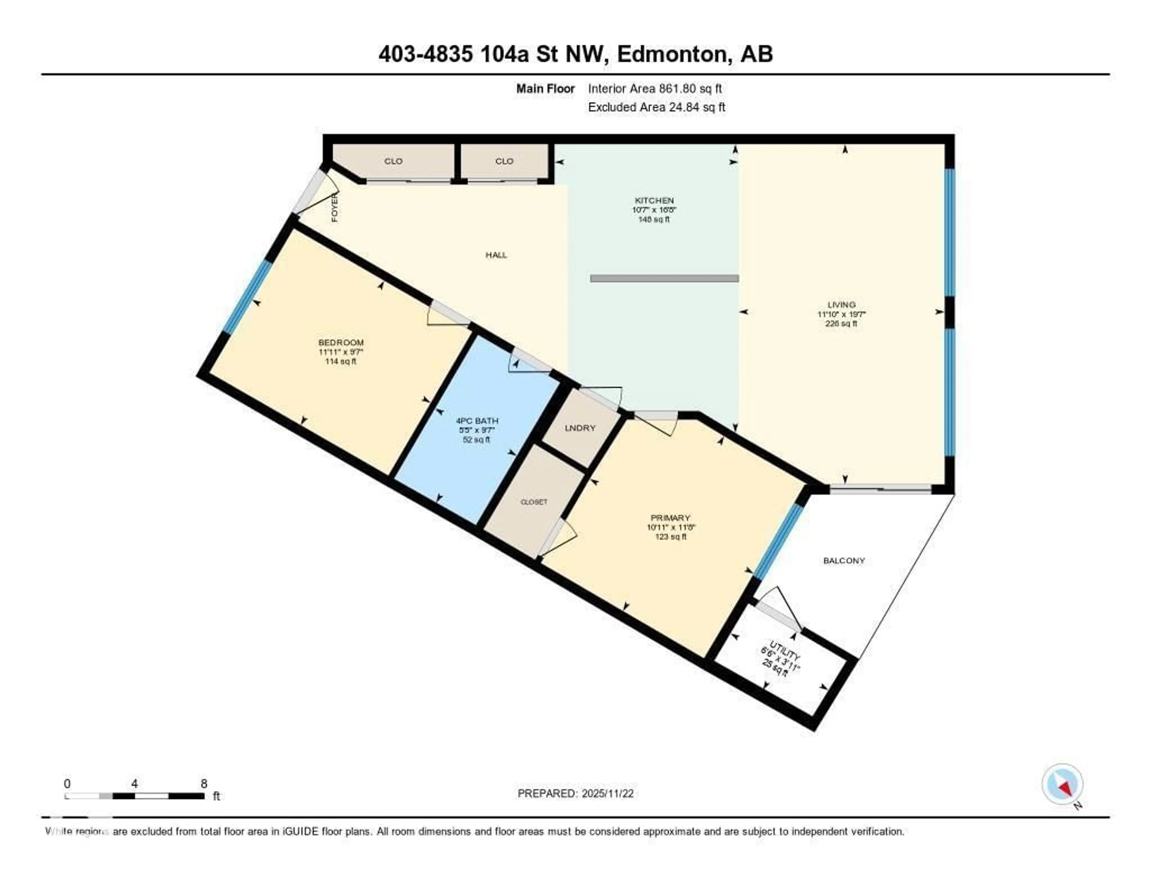 Floor plan for 403 - 4835 104 A ST, Edmonton Alberta T6H0R5