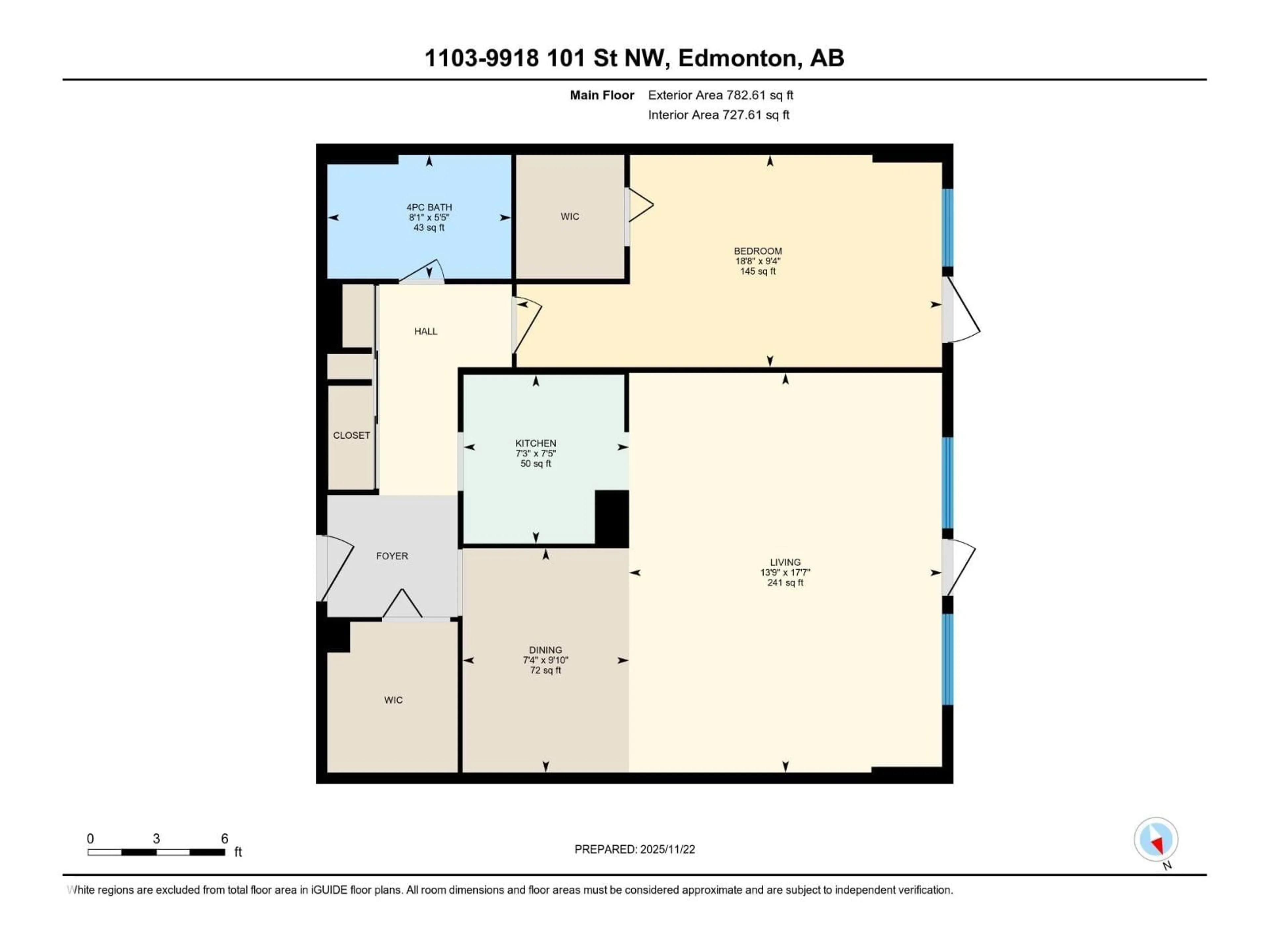 Floor plan for #1103 - 9918 101 ST, Edmonton Alberta T5K2L1