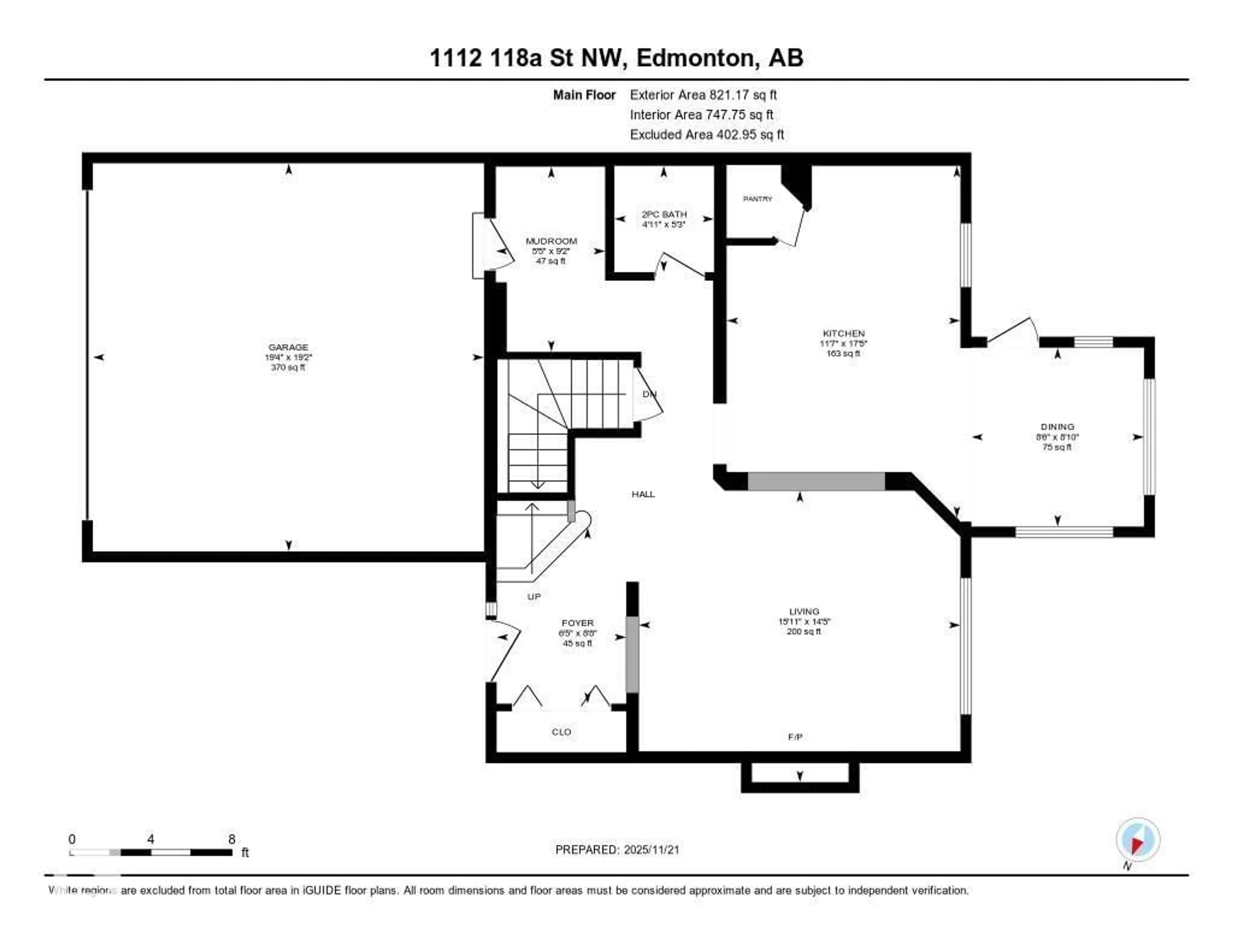 Floor plan for NW - 1112 118A ST, Edmonton Alberta T6J7C3