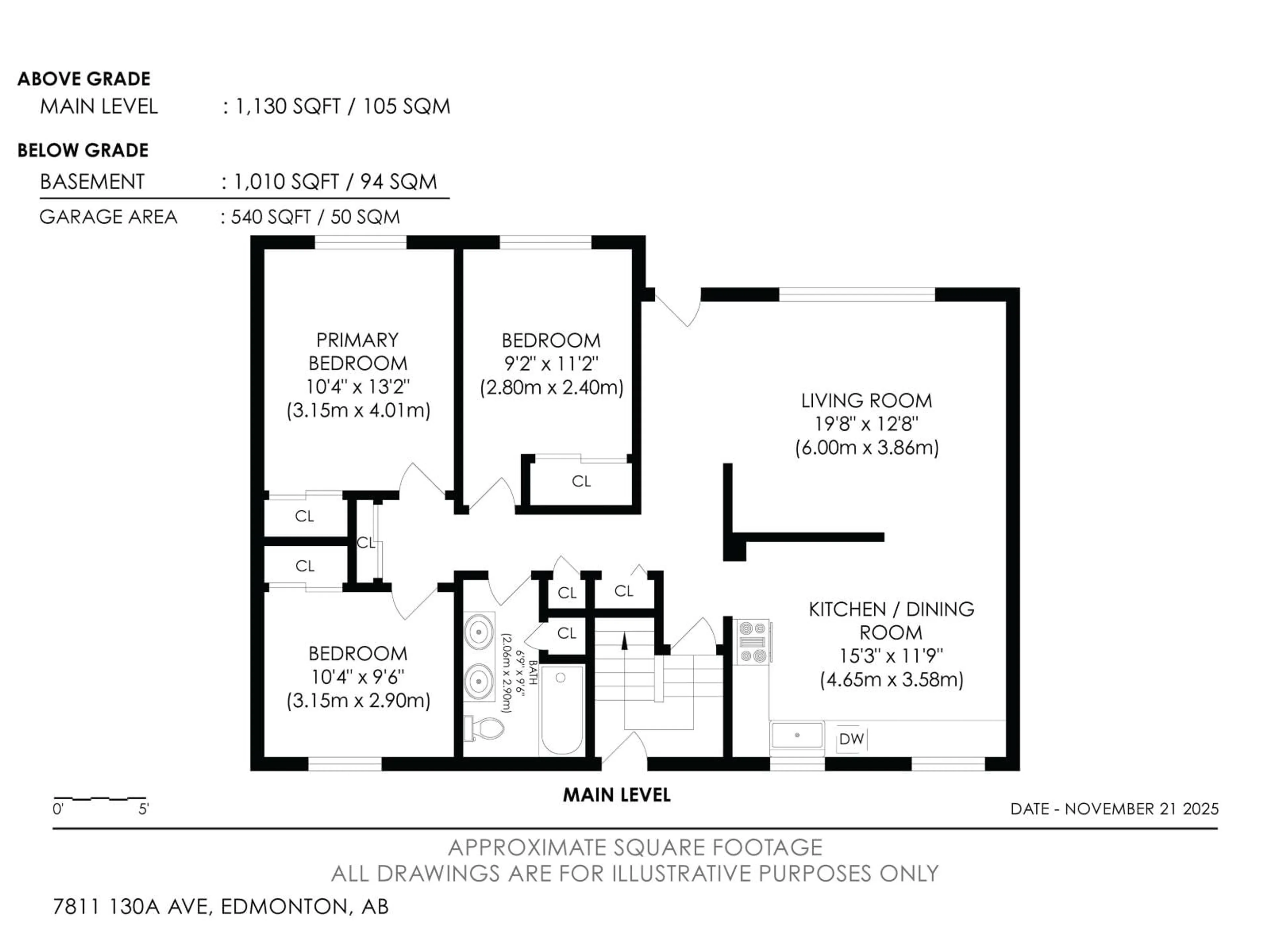 Floor plan for 7811 130A AV, Edmonton Alberta T5C1Z3