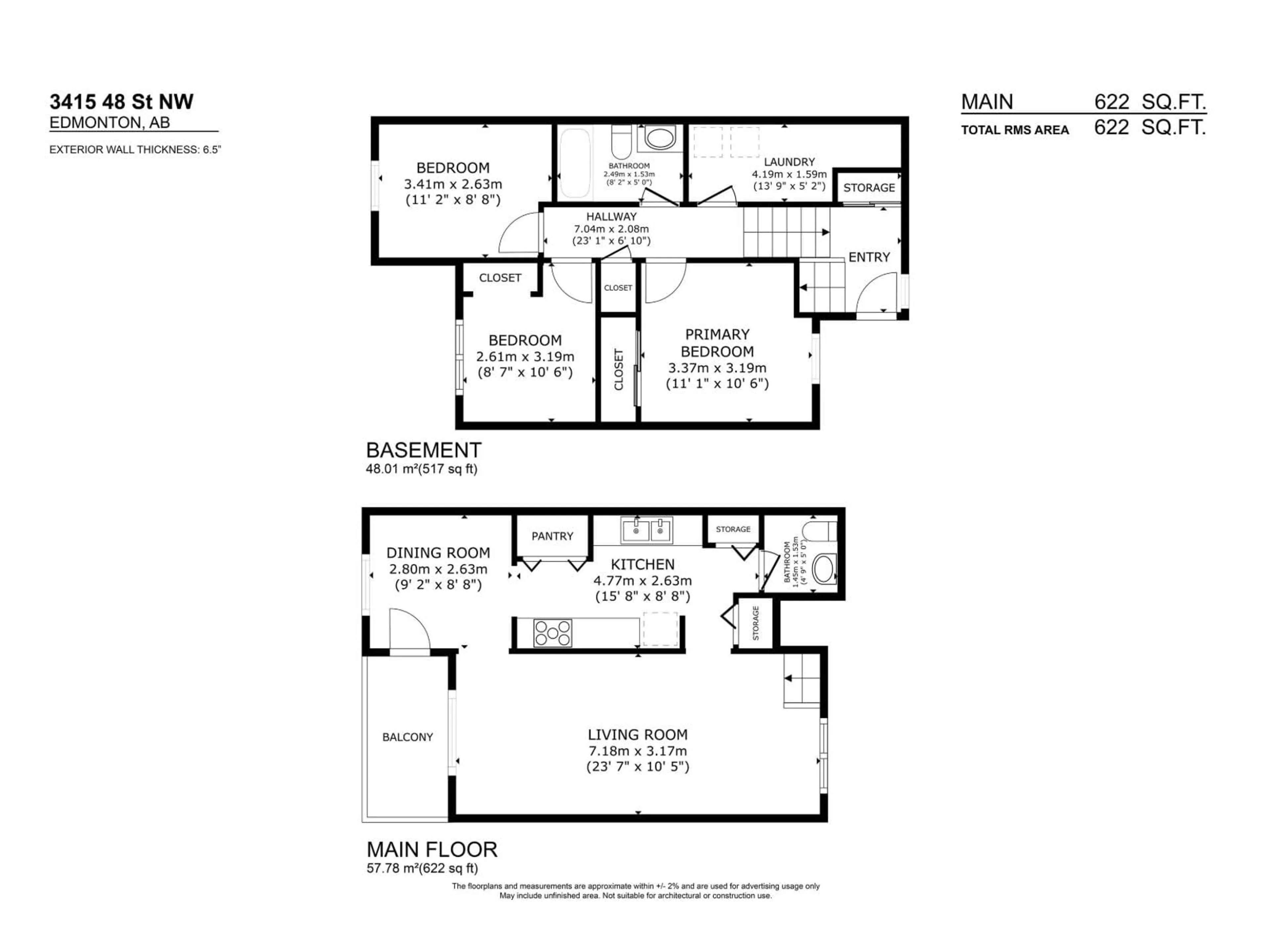 Floor plan for 3415 48 ST, Edmonton Alberta T6L3R2