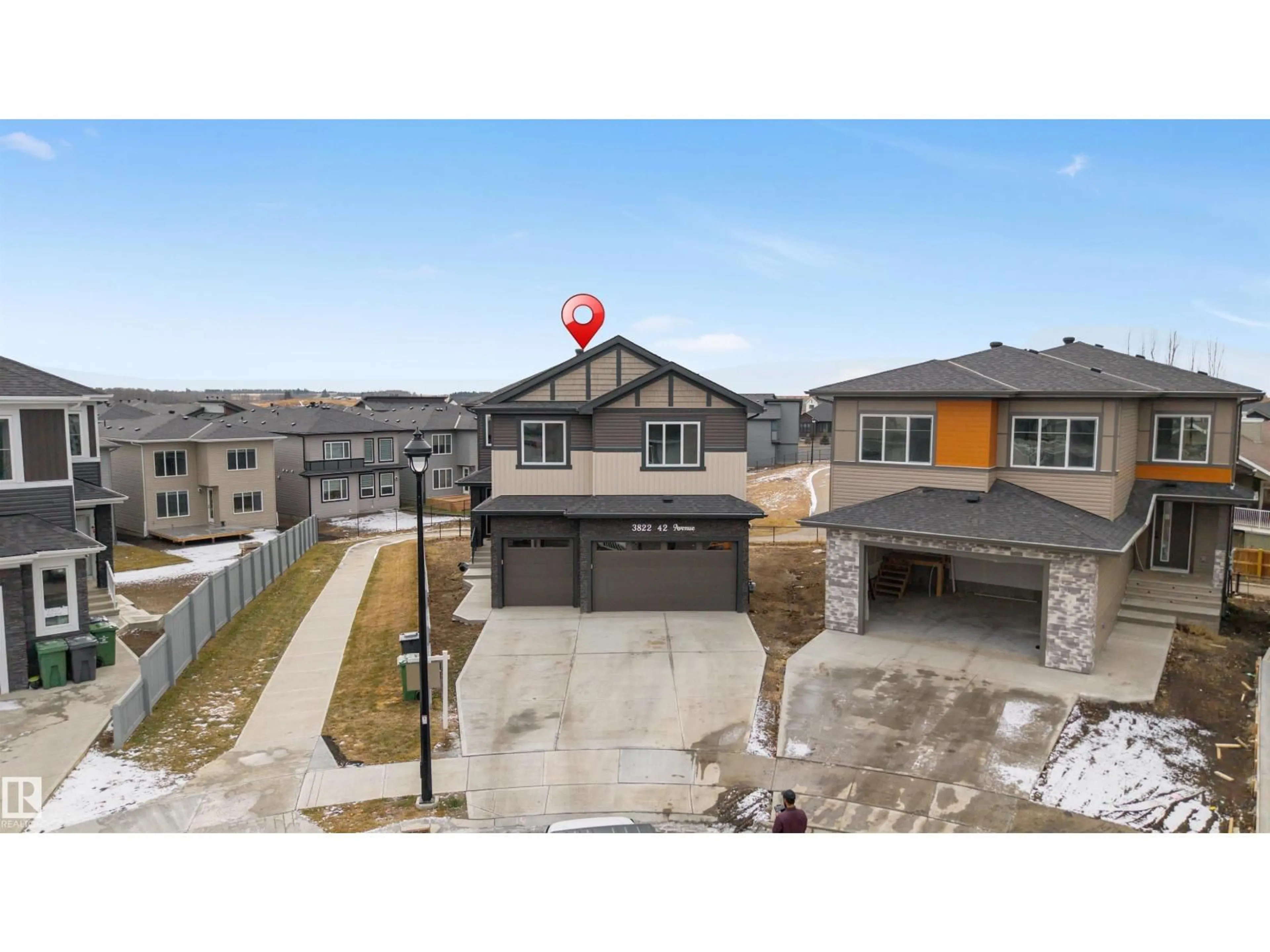 A pic from outside/outdoor area/front of a property/back of a property/a pic from drone, street for 3822 42 AV, Beaumont Alberta T4X2Z6