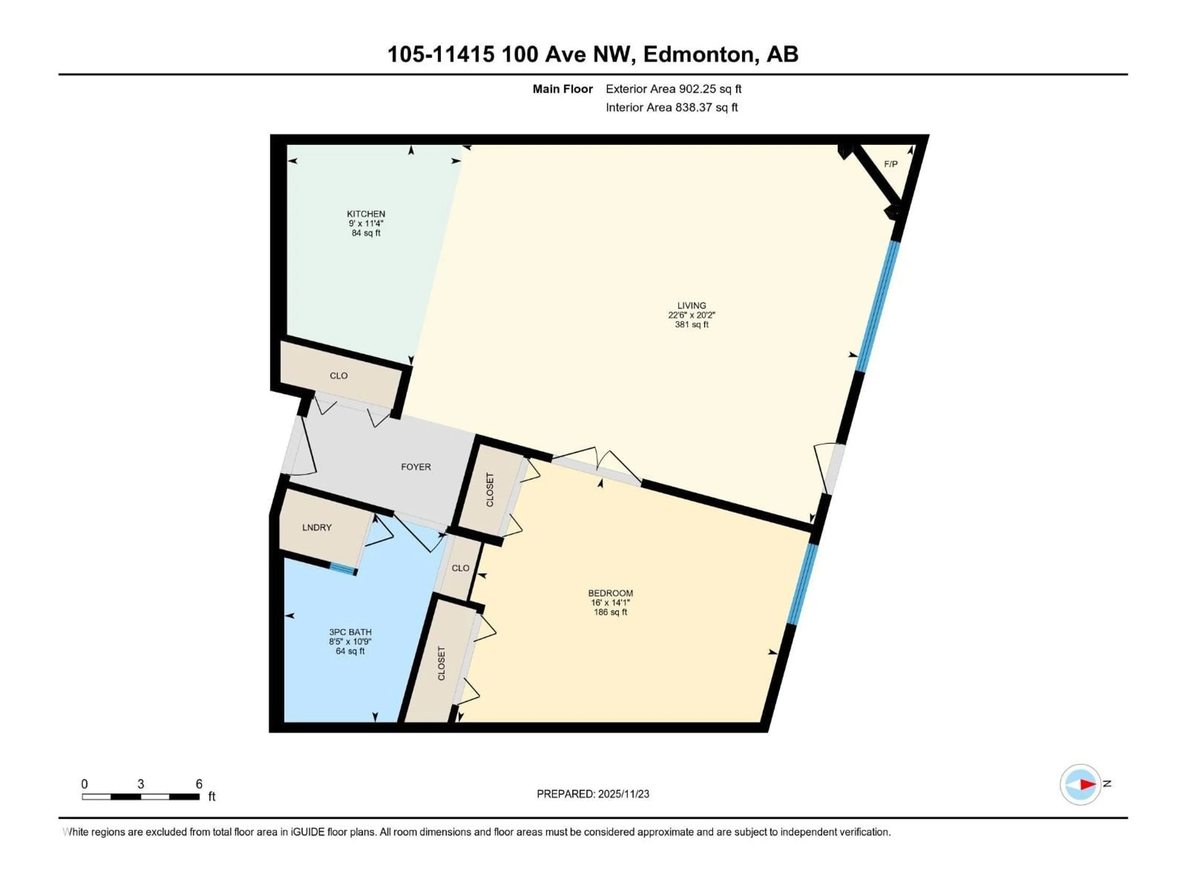 Floor plan for 105 - 11415 100 AV, Edmonton Alberta T5K0J5