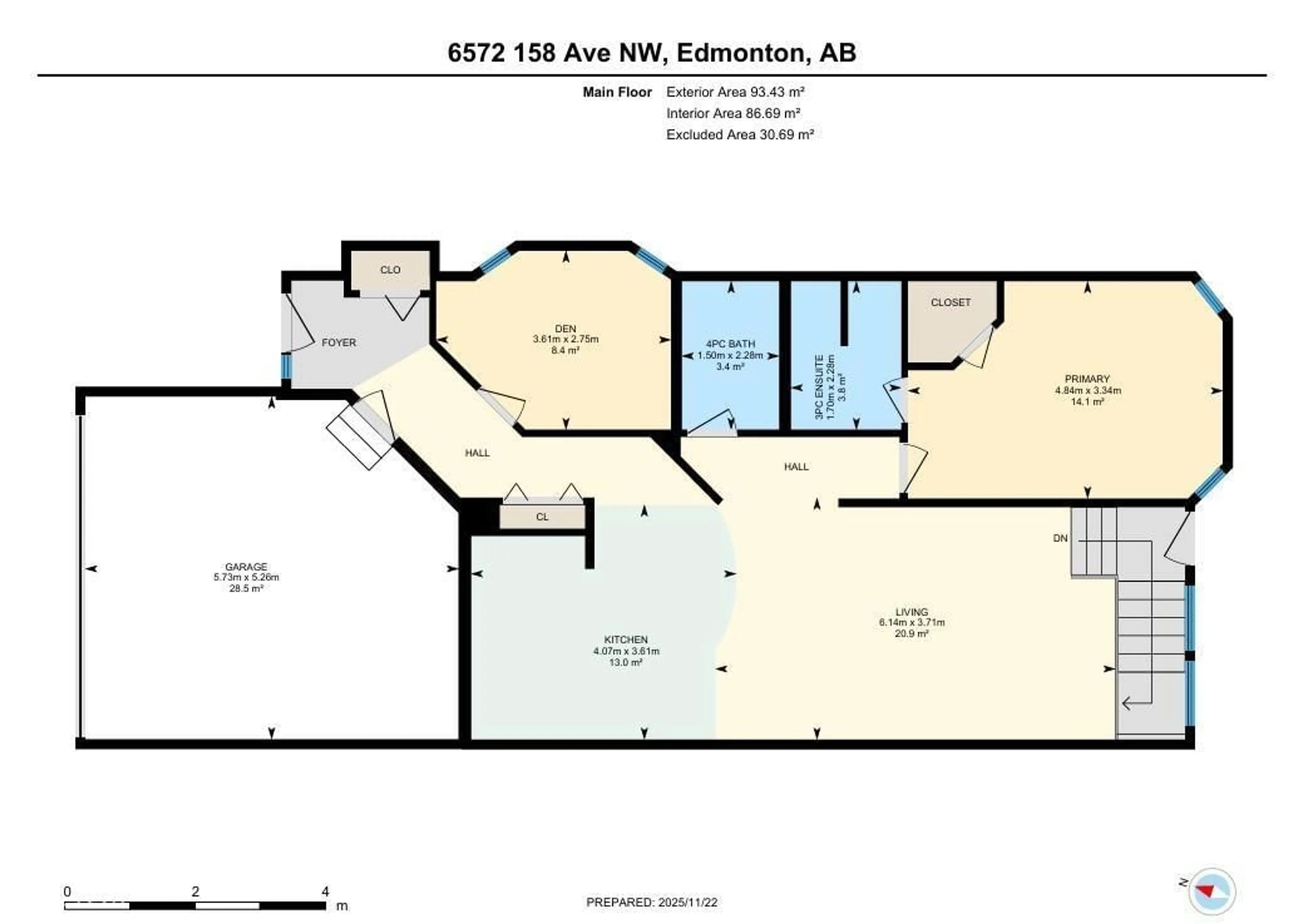 Floor plan for 6572 158 AV, Edmonton Alberta T5Y2S7