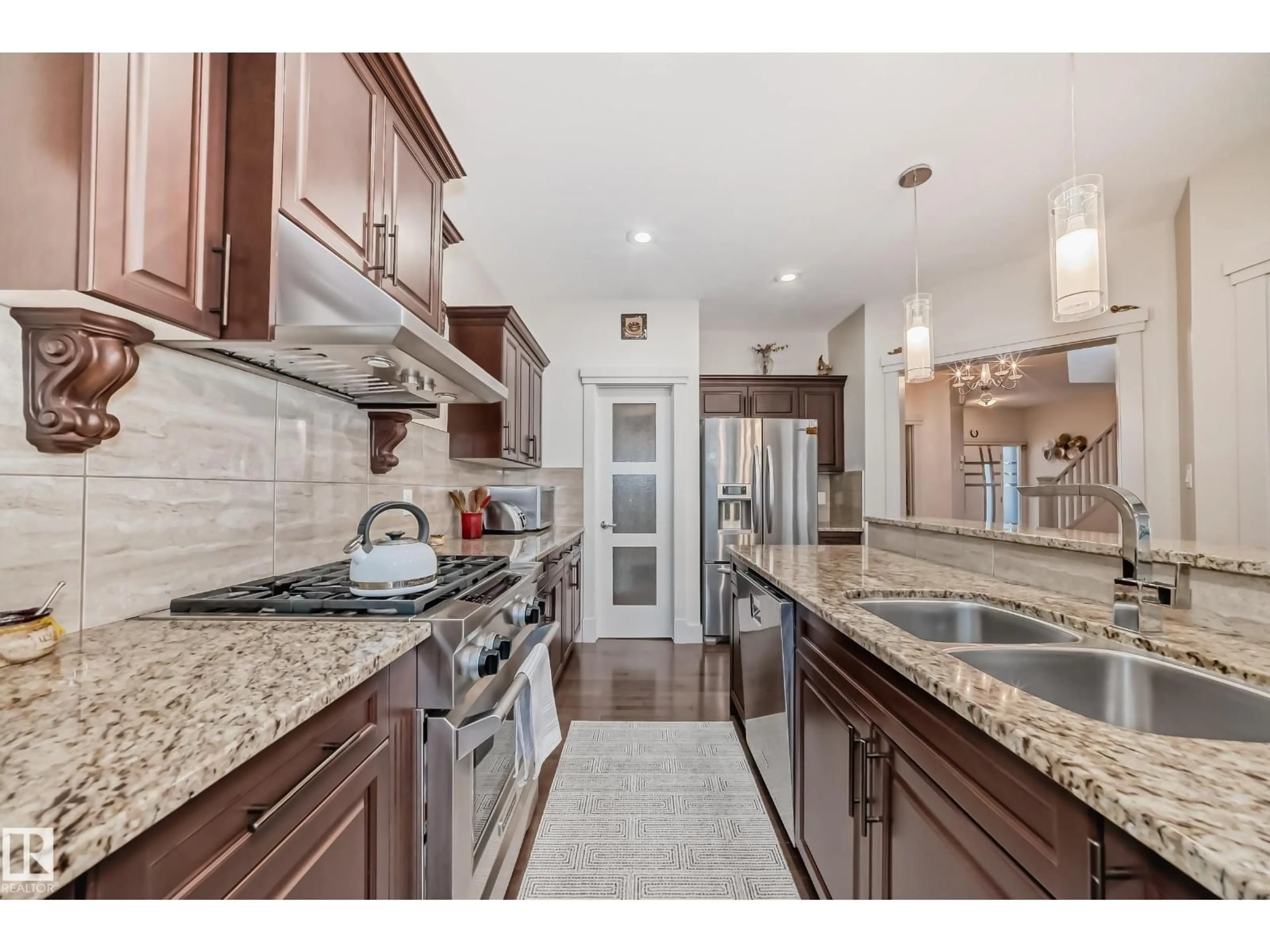 Open concept kitchen, ceramic/tile floor for 3503 GOODRIDGE BA NW, Edmonton Alberta T5T4C6