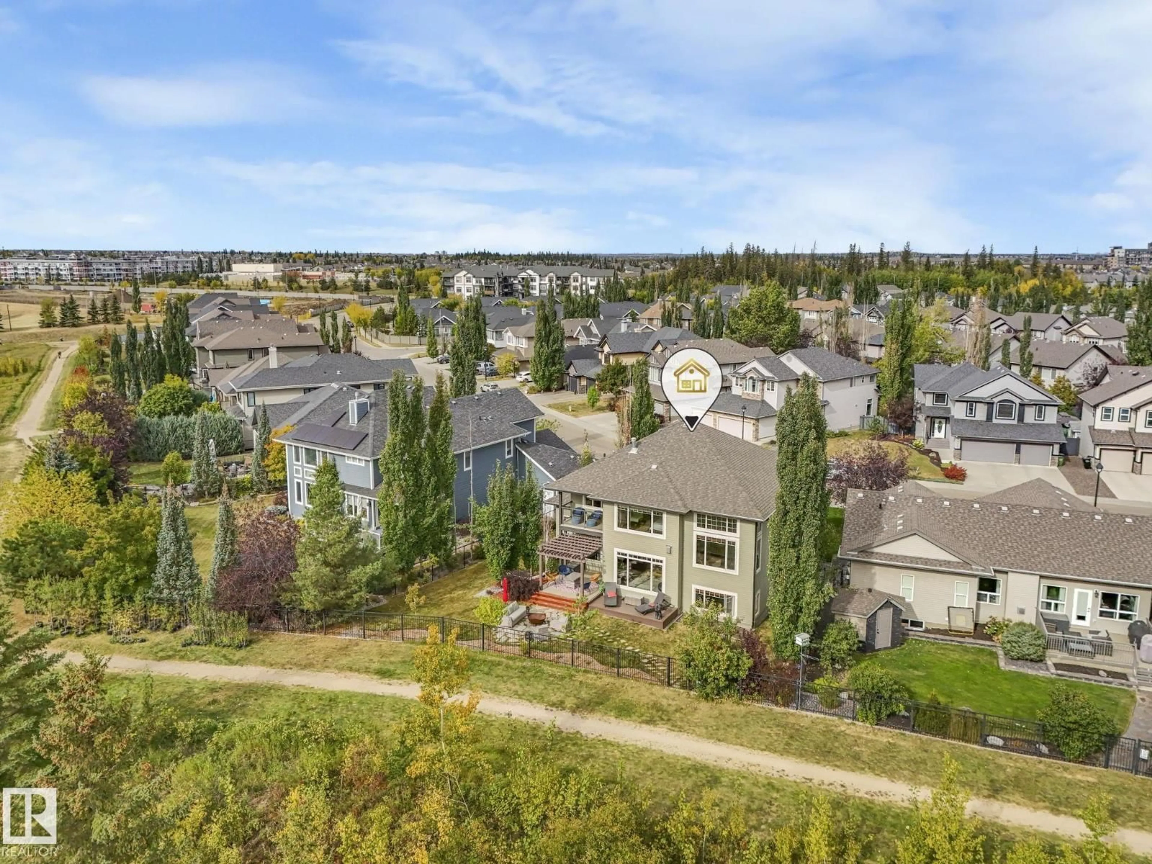 A pic from outside/outdoor area/front of a property/back of a property/a pic from drone, mountain view for 2441 BOWEN WD, Edmonton Alberta T6W0E8