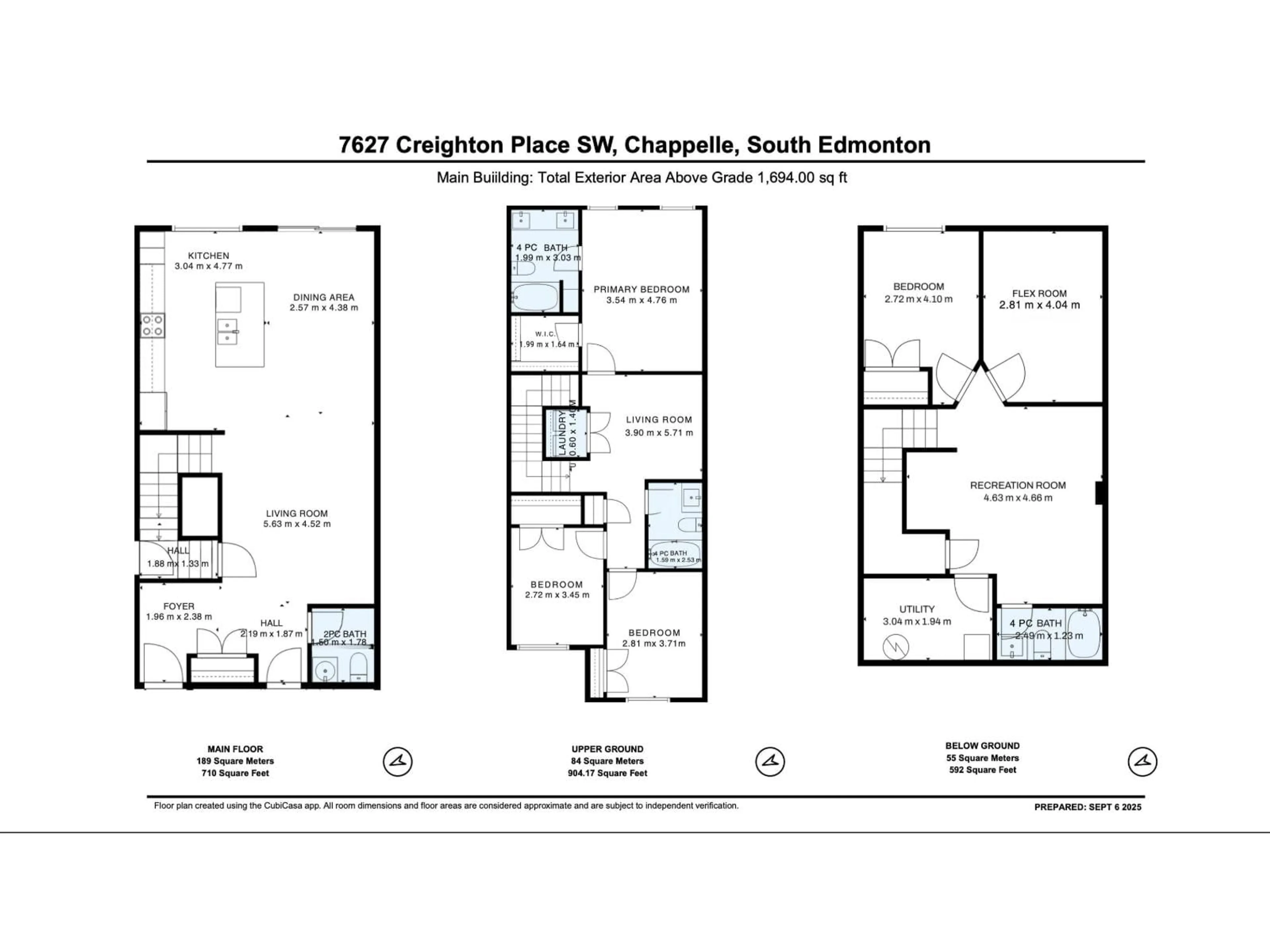 Floor plan for 7627 CREIGHTON SW, Edmonton Alberta T6W3Z5