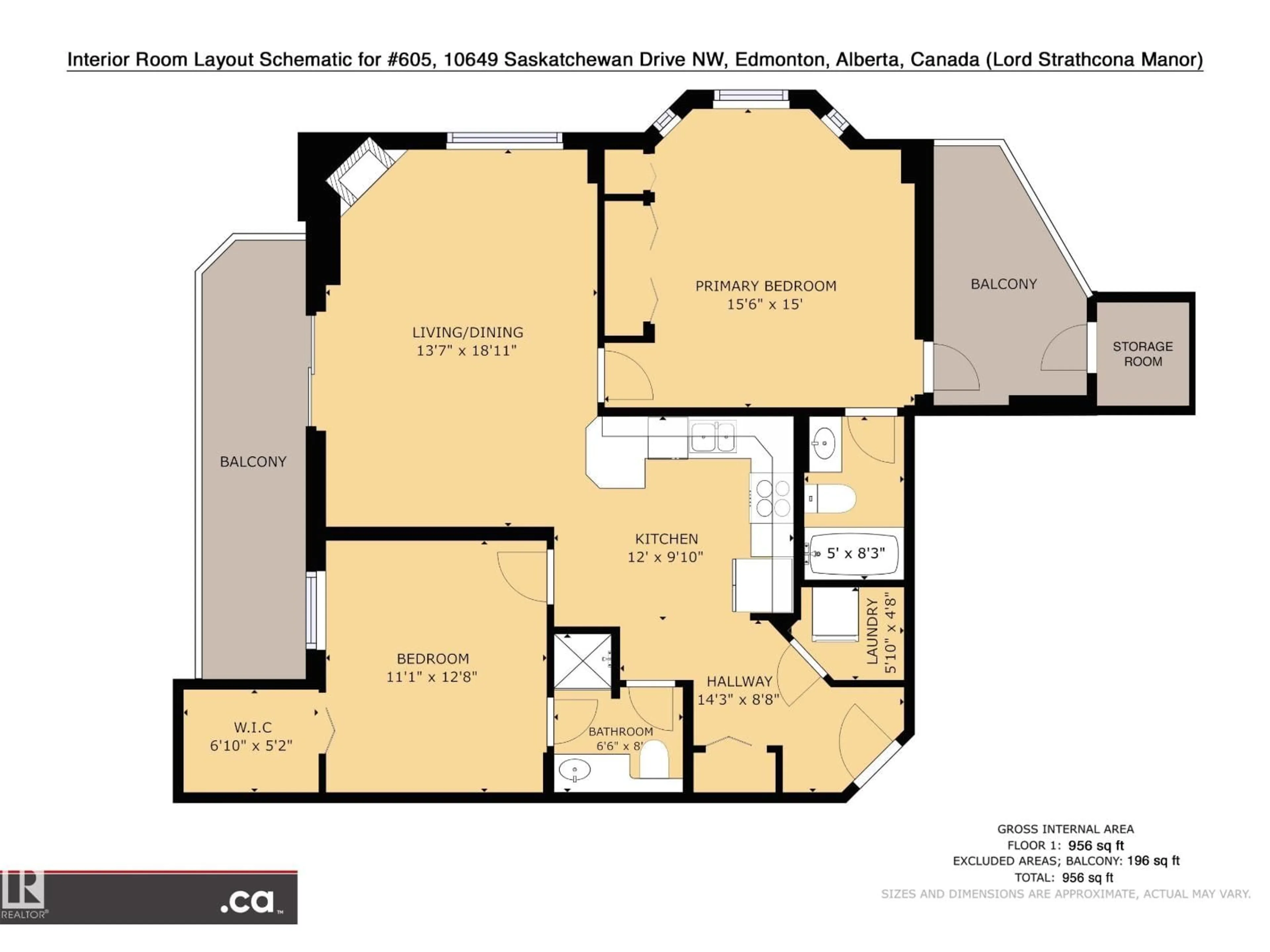 Floor plan for #605 - 10649 SASKATCHEWAN DR, Edmonton Alberta T6E6S8