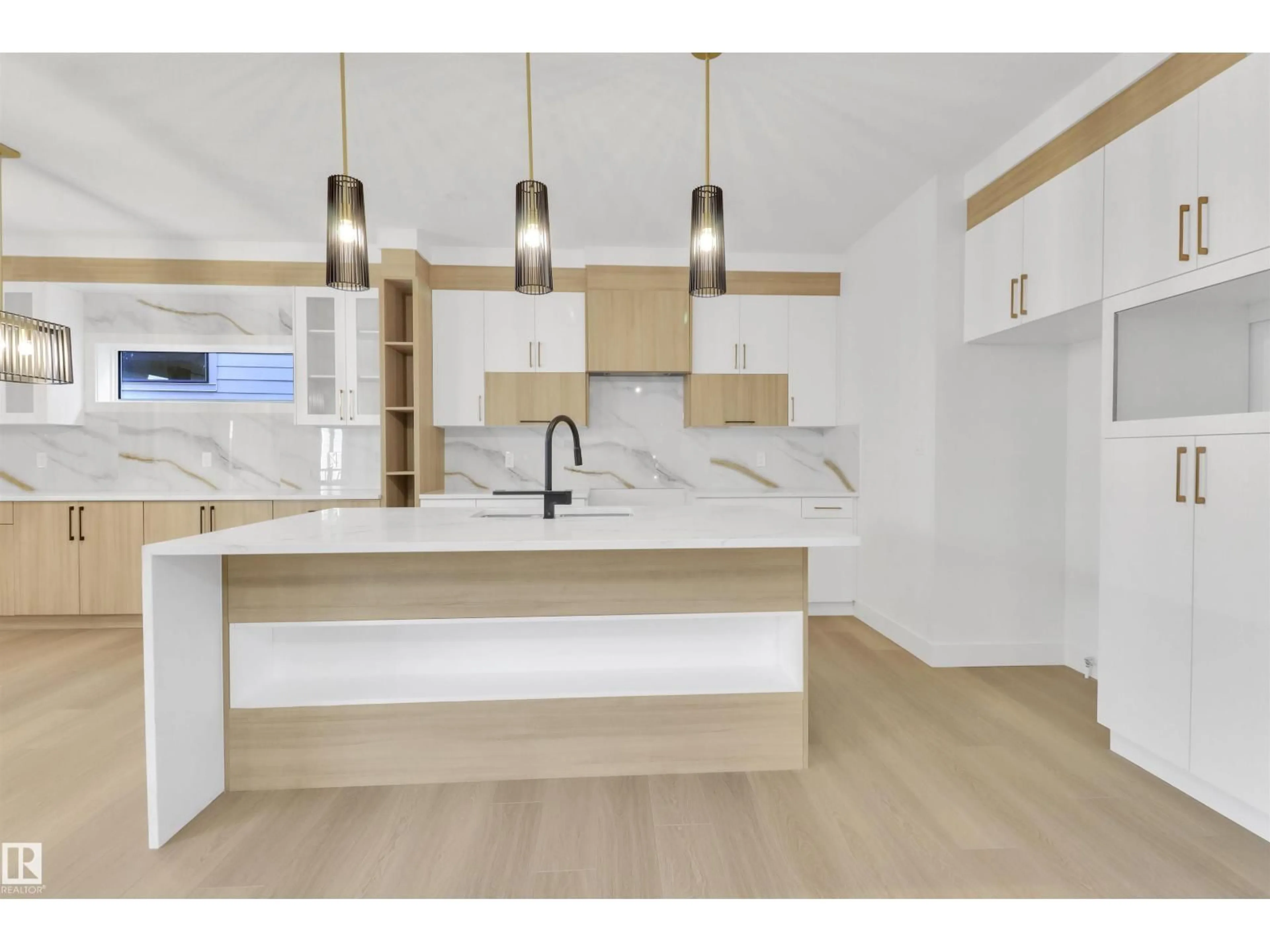 Open concept kitchen, wood/laminate floor for 6125 CRAWFORD DR SW, Edmonton Alberta T6W4L7