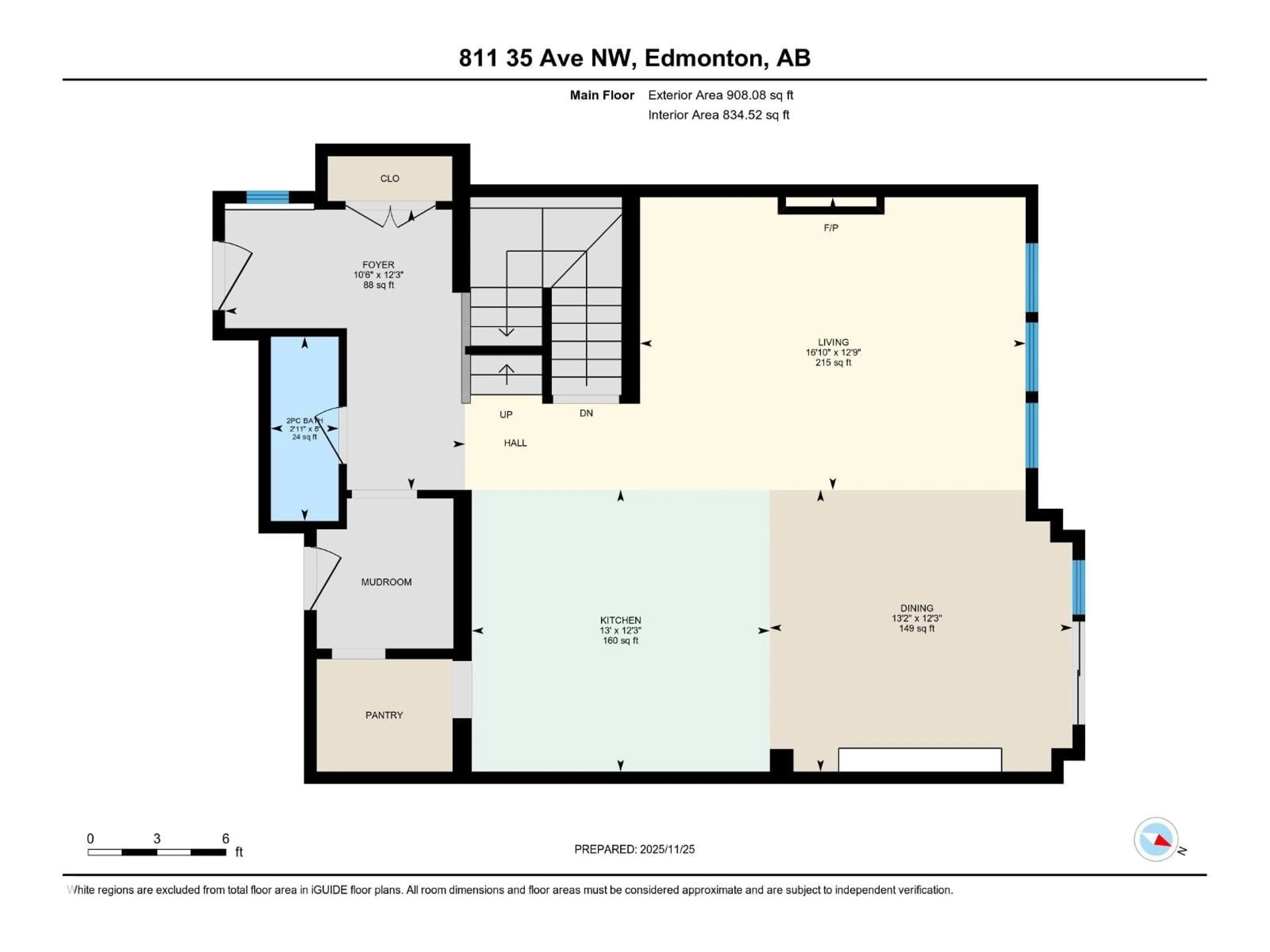 Floor plan for 811 35 AV, Edmonton Alberta T6T1A3