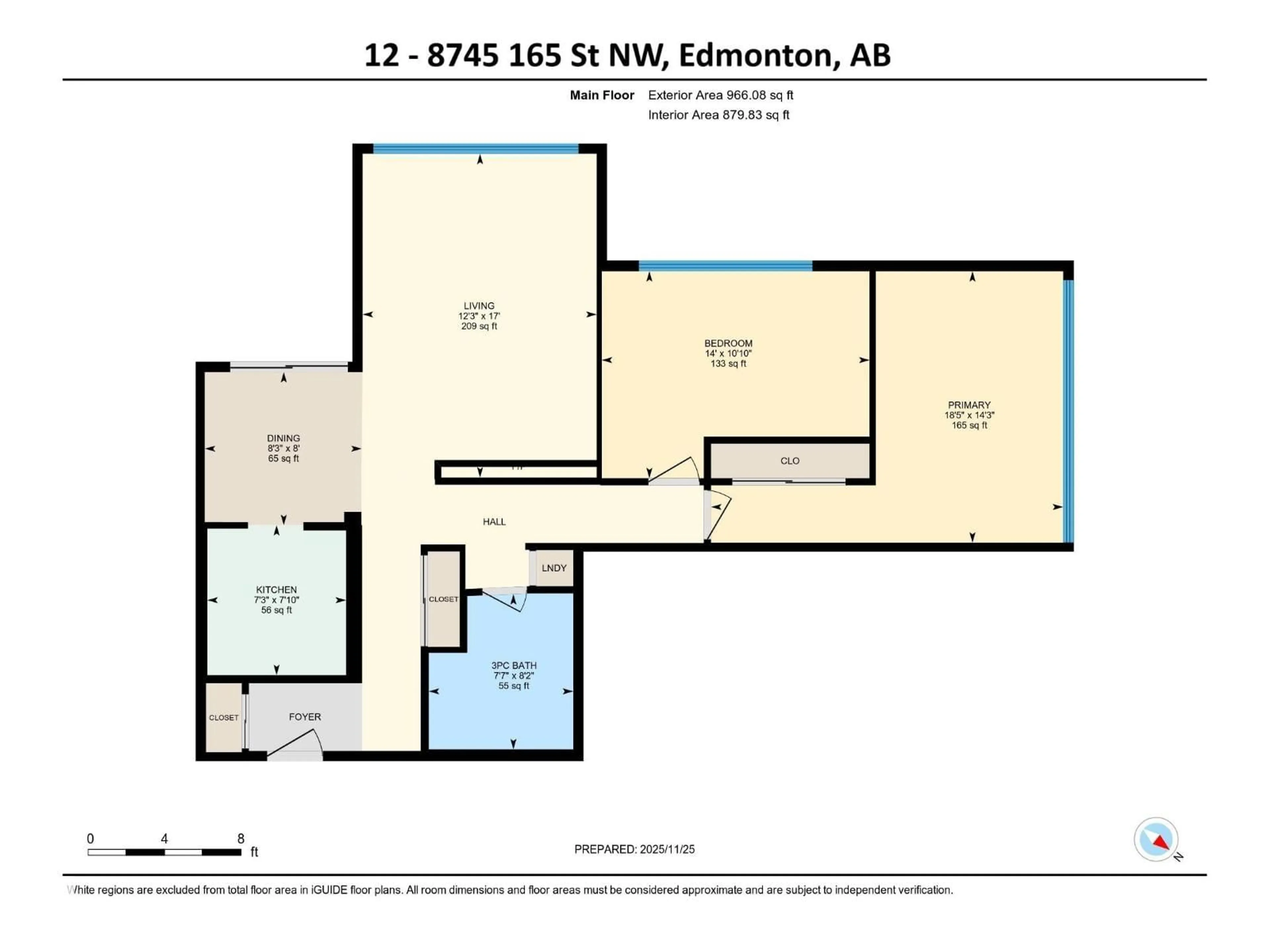 Floor plan for 12 8745 165 ST, Edmonton Alberta T5R2R7