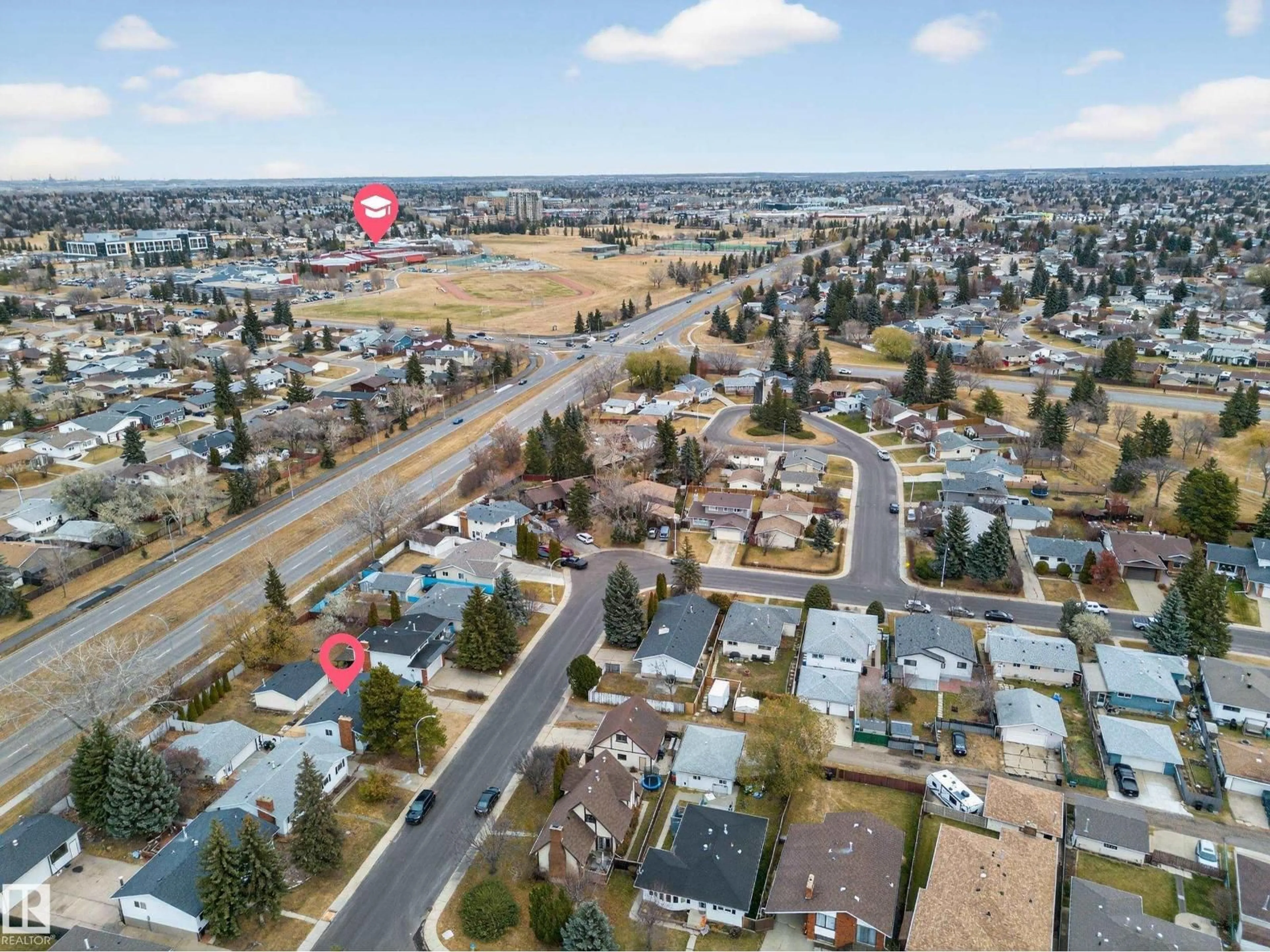 A pic from outside/outdoor area/front of a property/back of a property/a pic from drone, street for 7820 22 AVE, Edmonton Alberta T6K2E3