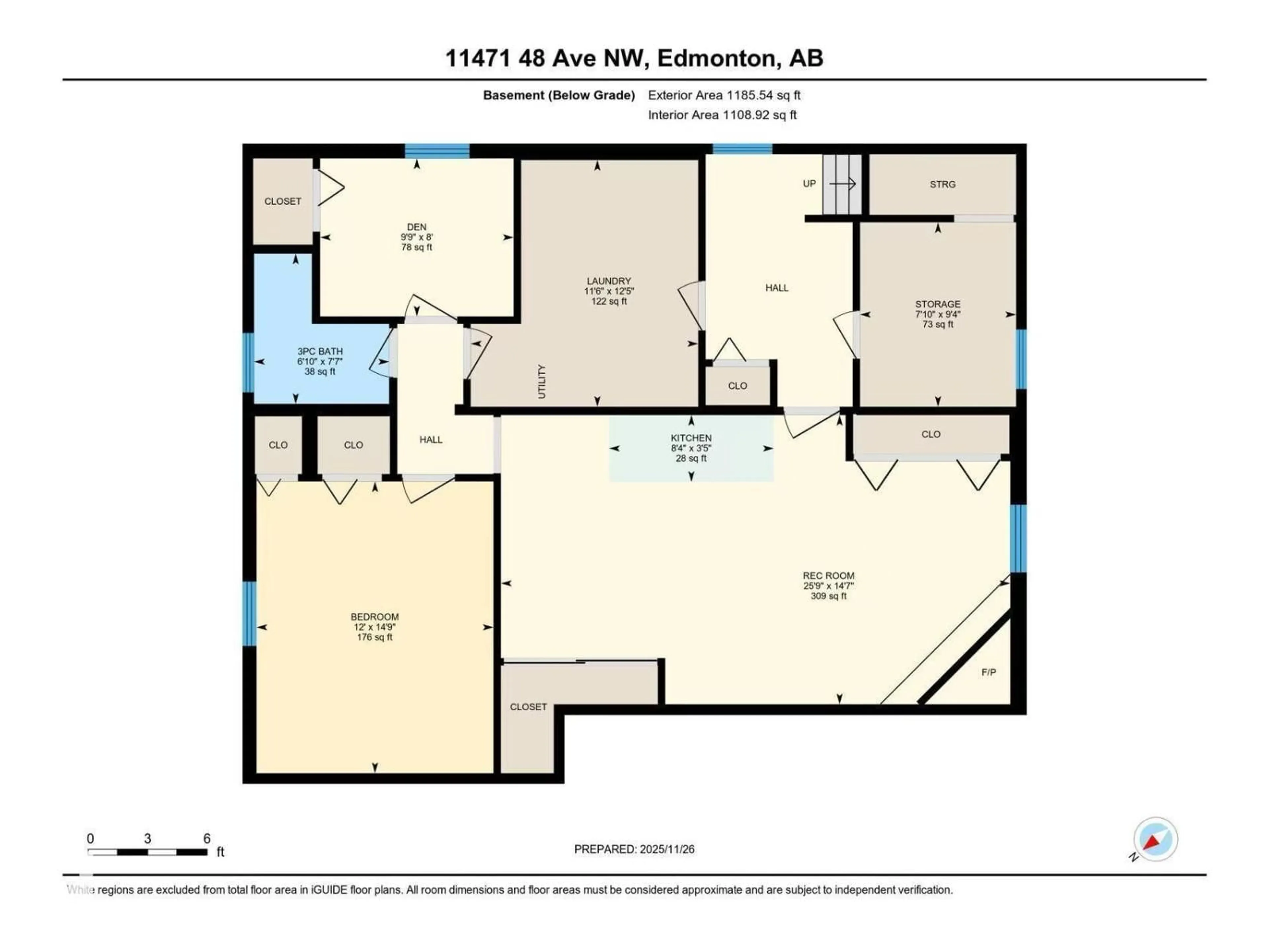 Floor plan for 11471 48 AV, Edmonton Alberta T6H0C9