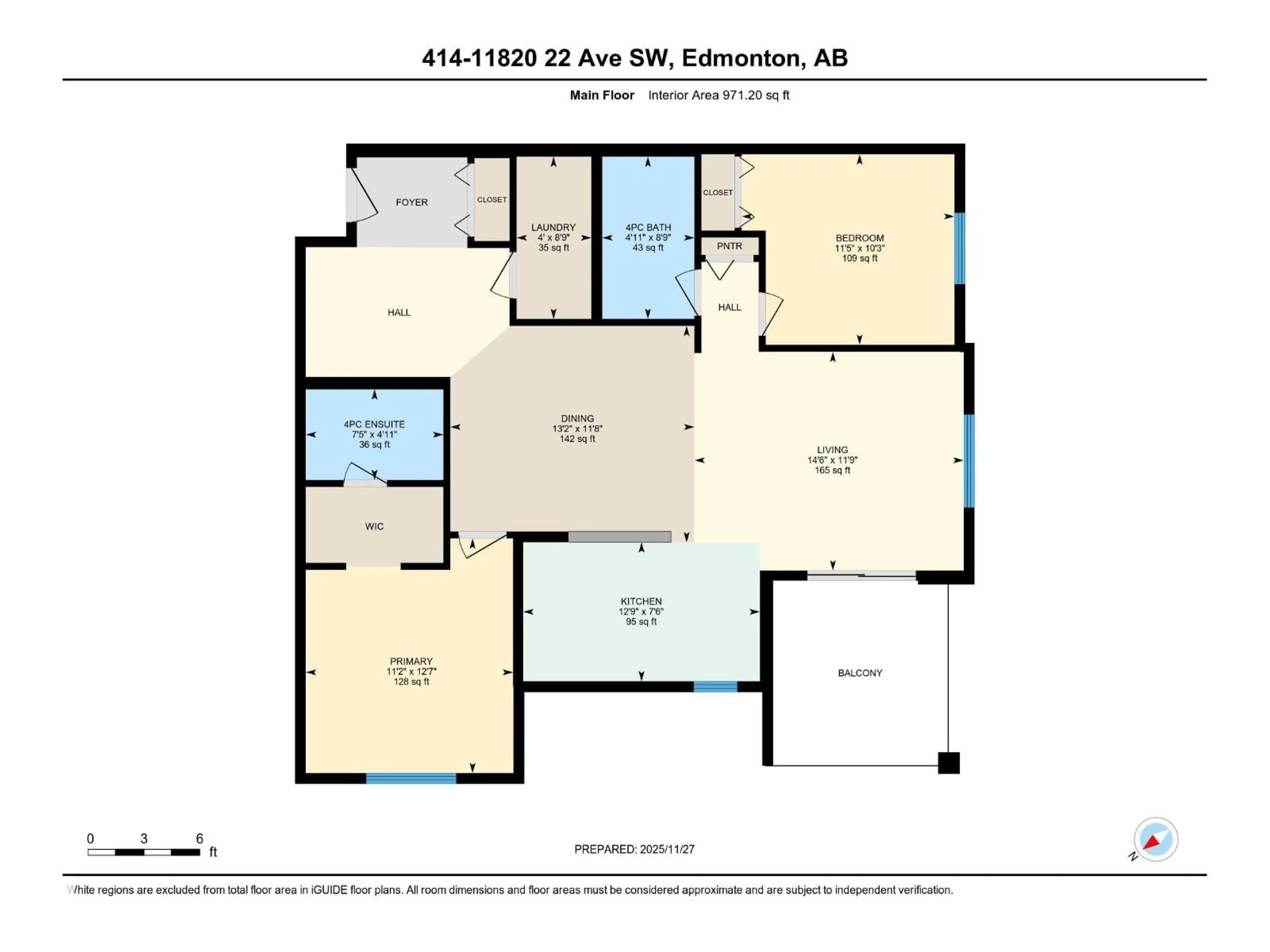 Floor plan for #414 - 11820 22 AV, Edmonton Alberta T6W2A2