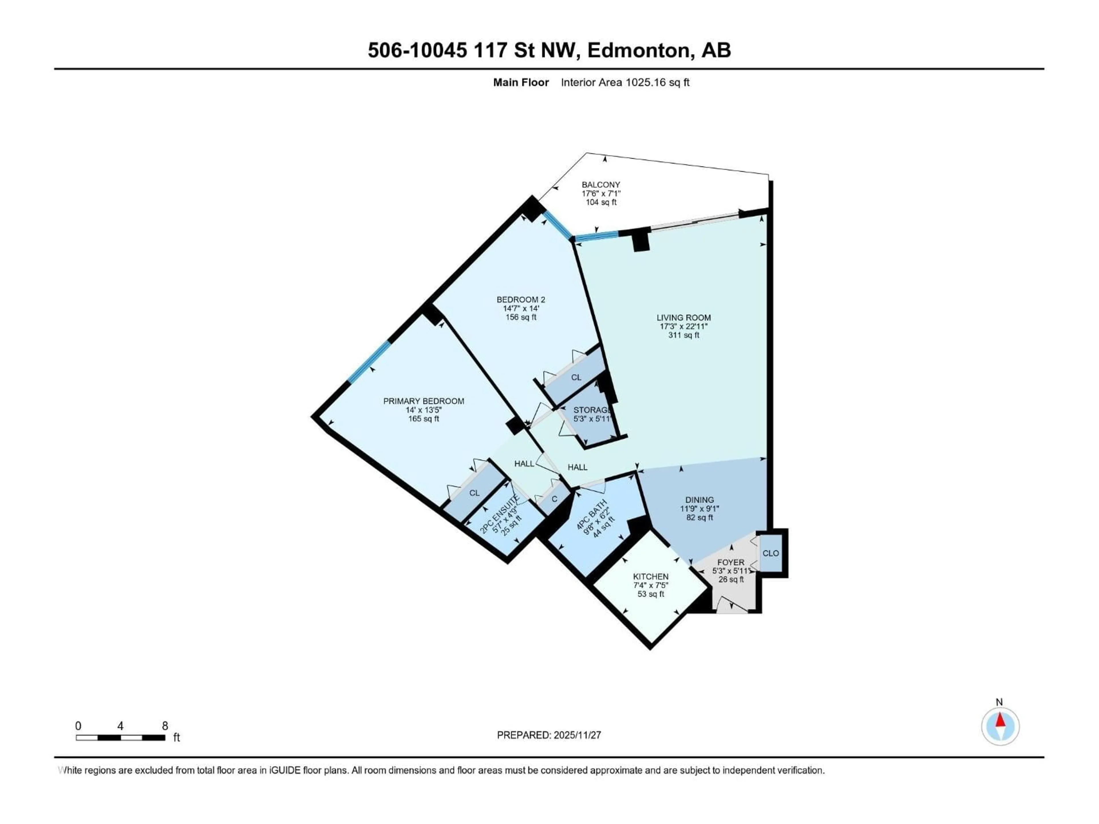 Floor plan for 506 - 10045 117 ST, Edmonton Alberta T5K1W8