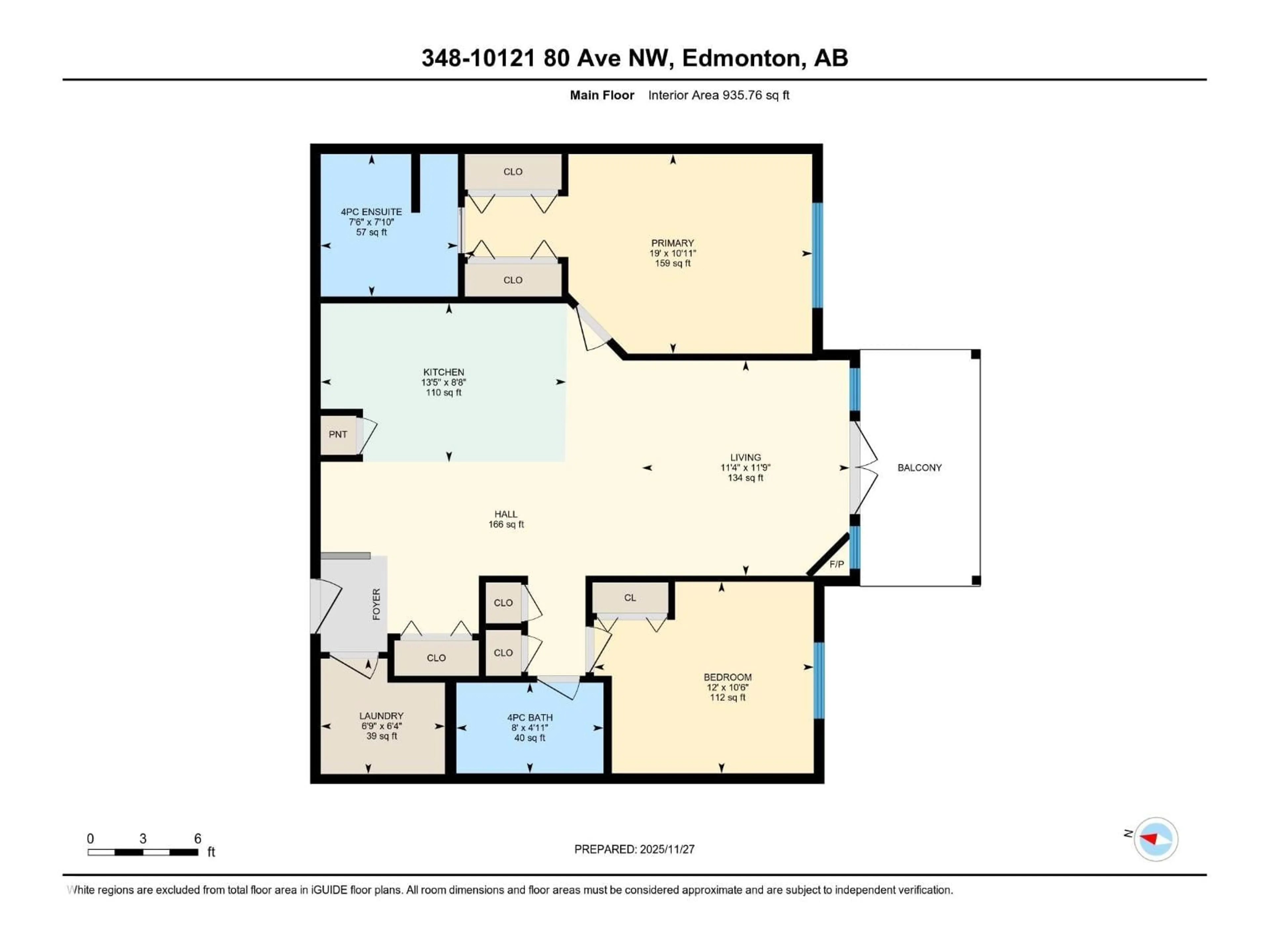 Floor plan for 348 10121 80 AV NW, Edmonton Alberta T6E0B9