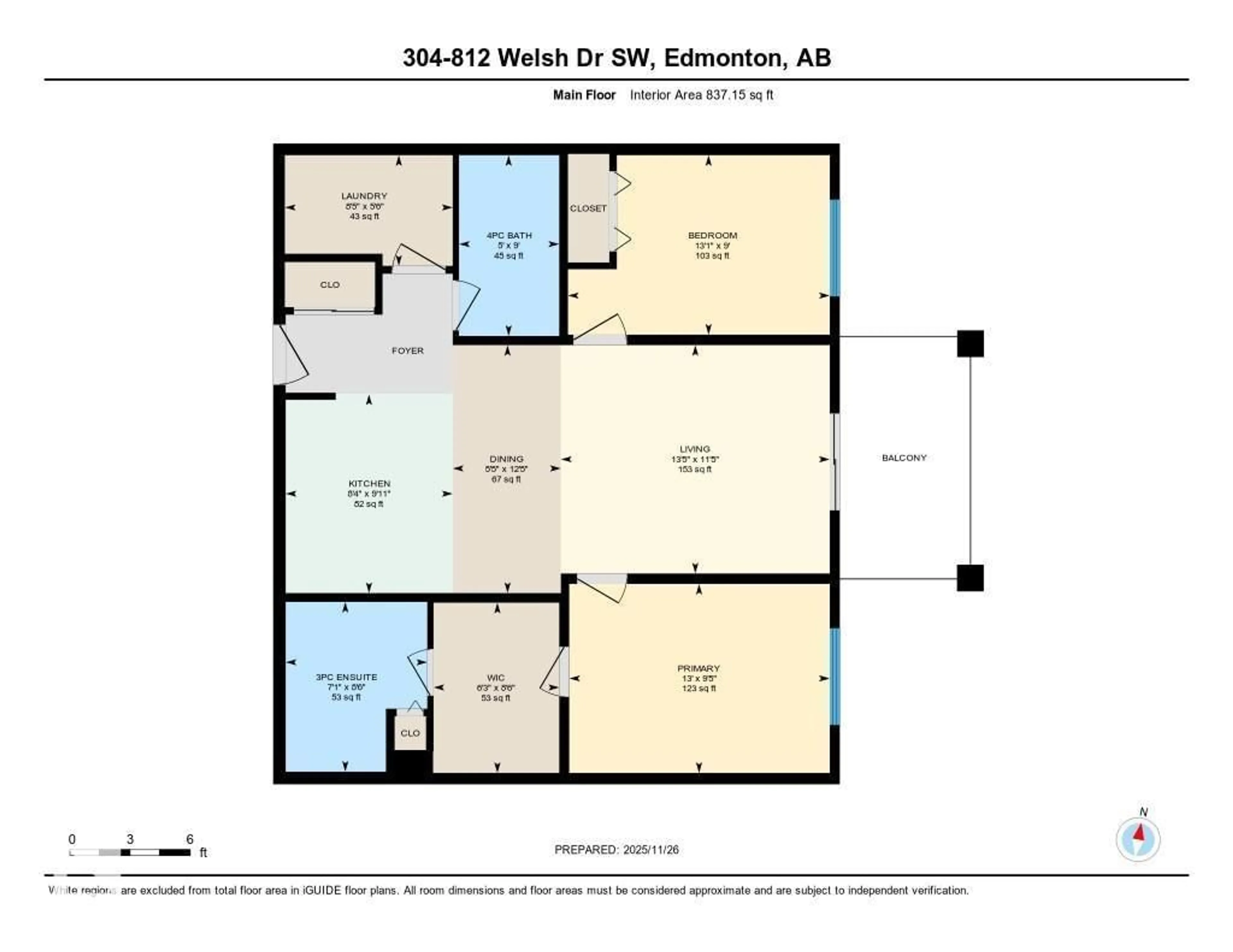 Floor plan for #304 - 812 WELSH DR, Edmonton Alberta T6X1Y7