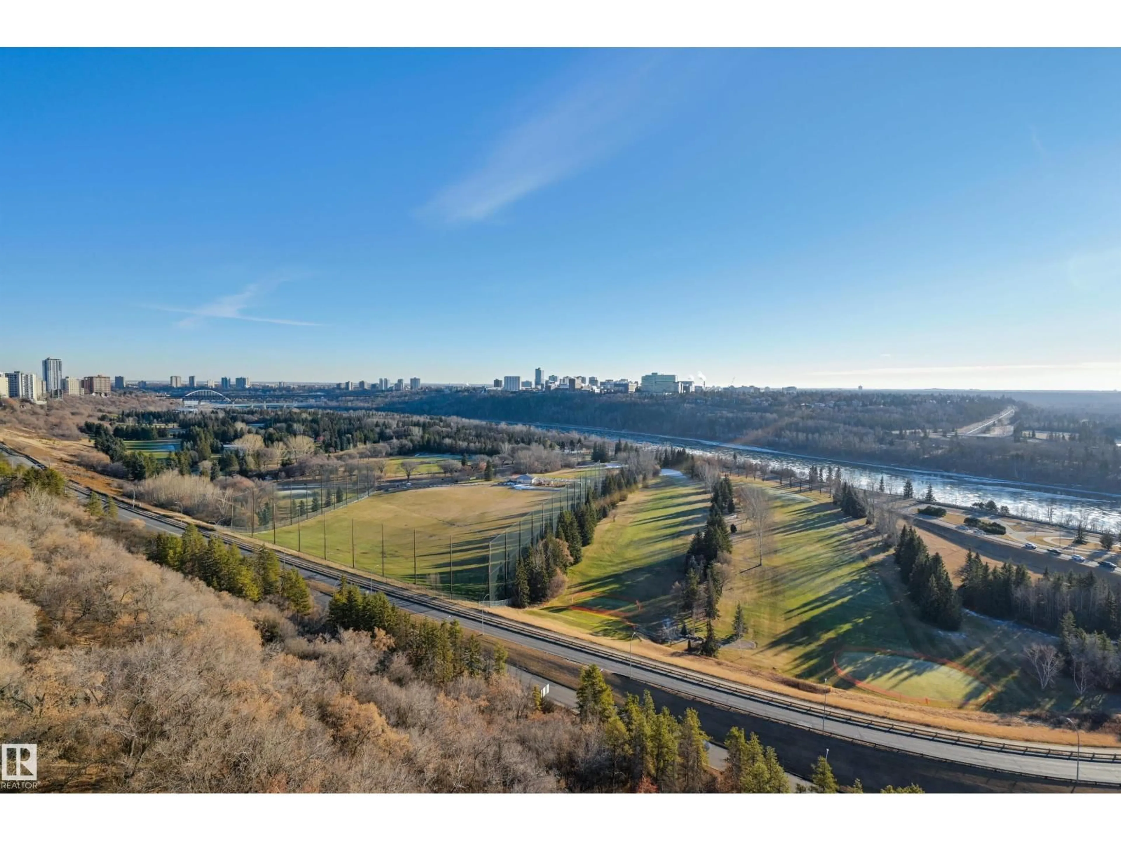 A pic from outside/outdoor area/front of a property/back of a property/a pic from drone, water/lake/river/ocean view for #1401 - 12319 JASPER AV, Edmonton Alberta T5N4A7