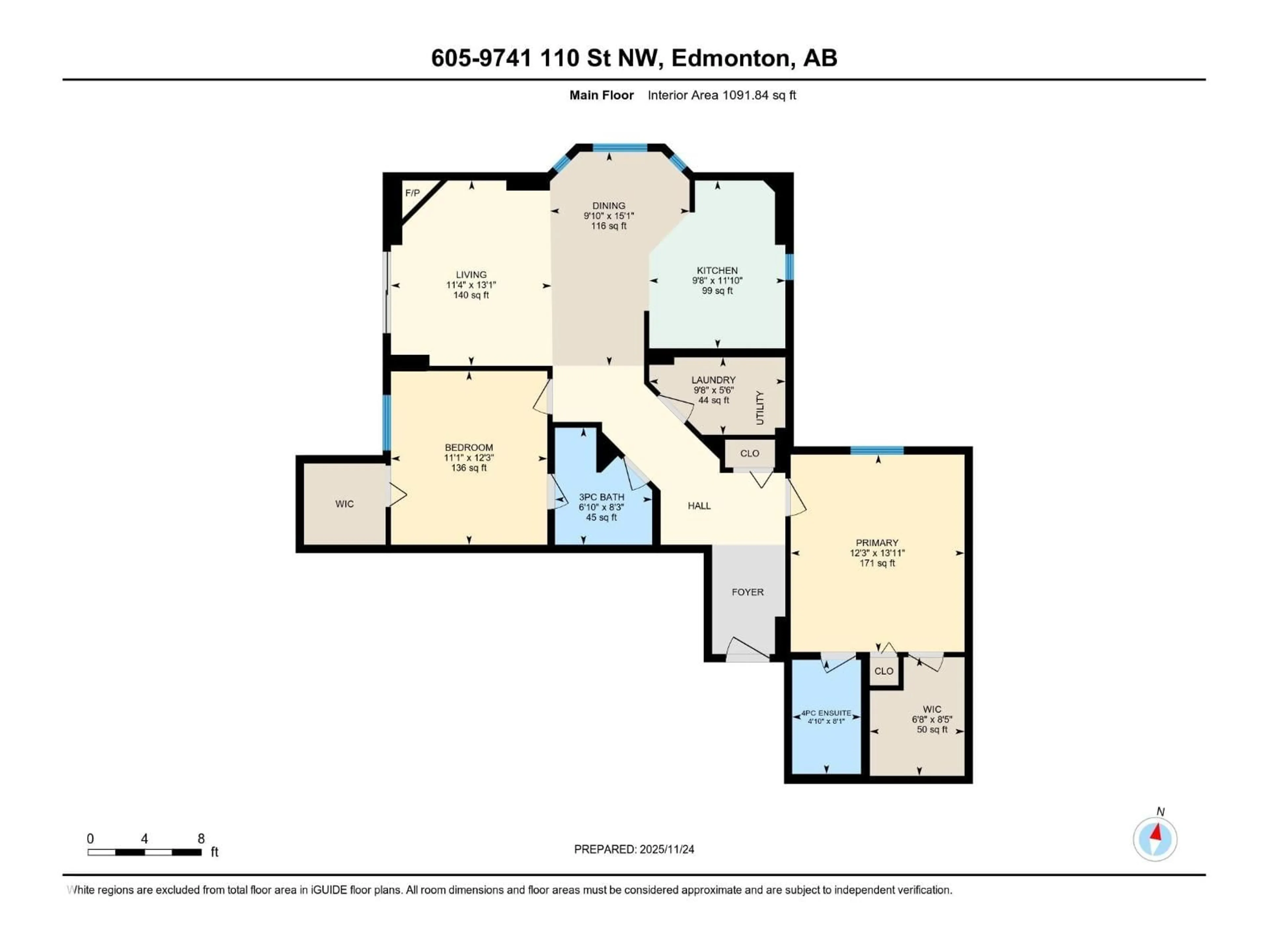 Floor plan for 605 - 9741 110 ST NW, Edmonton Alberta T5X2V8