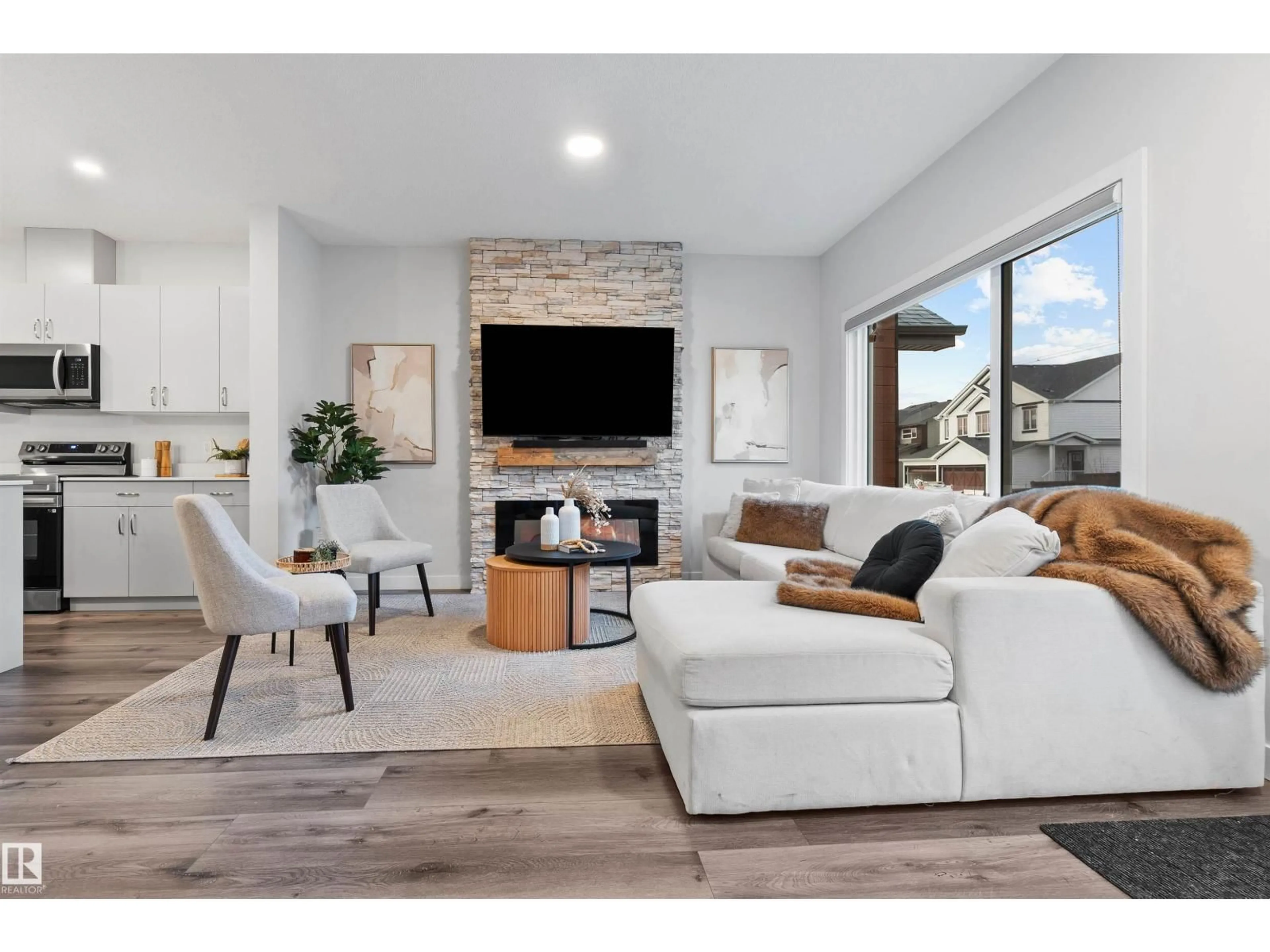 Living room with furniture, unknown for 18955 29 AV, Edmonton Alberta T6M3C4