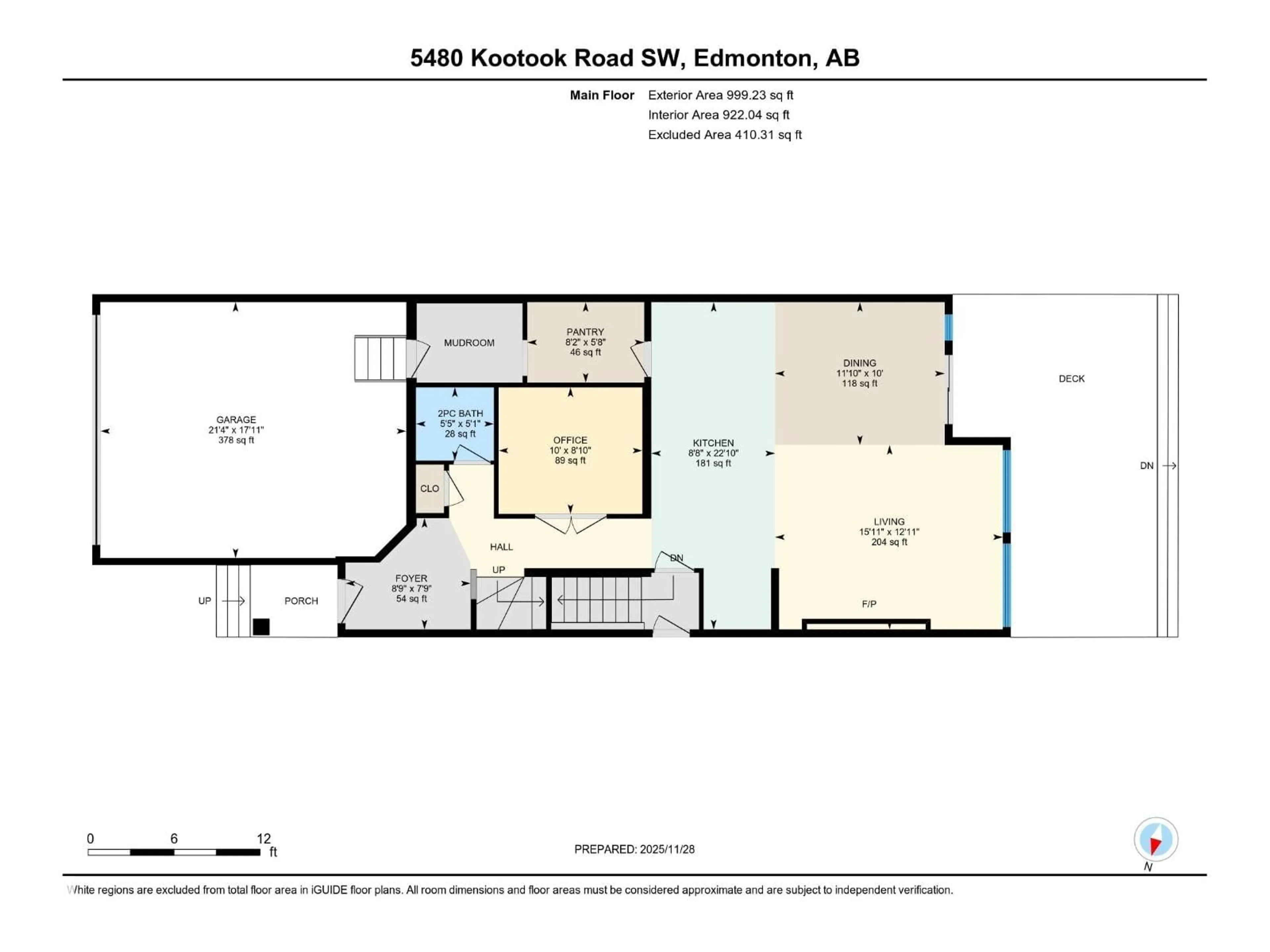 Floor plan for 5480 KOOTOOK RD, Edmonton Alberta T6W2Z5