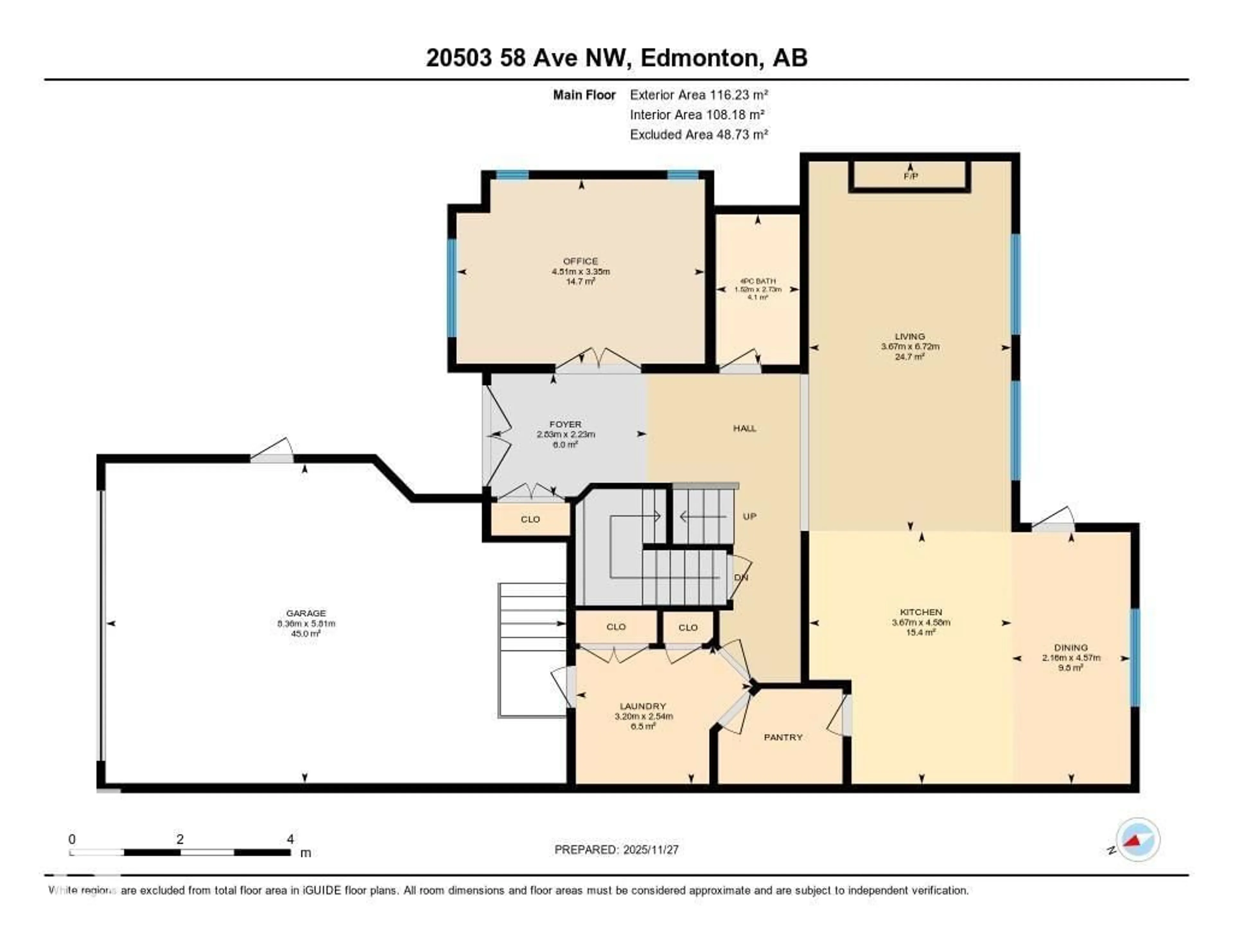Floor plan for 20503 58 AV, Edmonton Alberta T6M2Z5