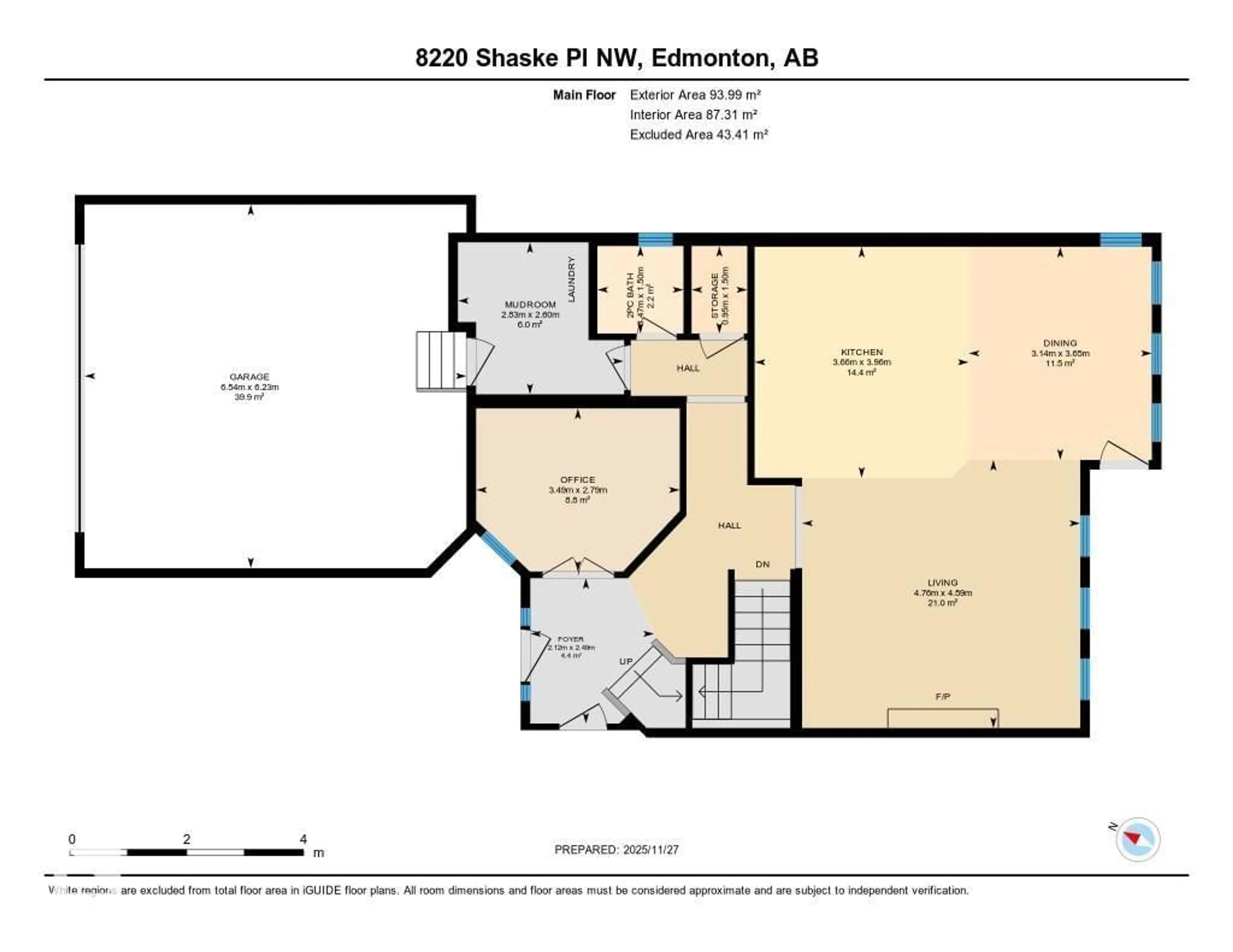 Floor plan for 8220 SHASKE PL, Edmonton Alberta T6R3V9