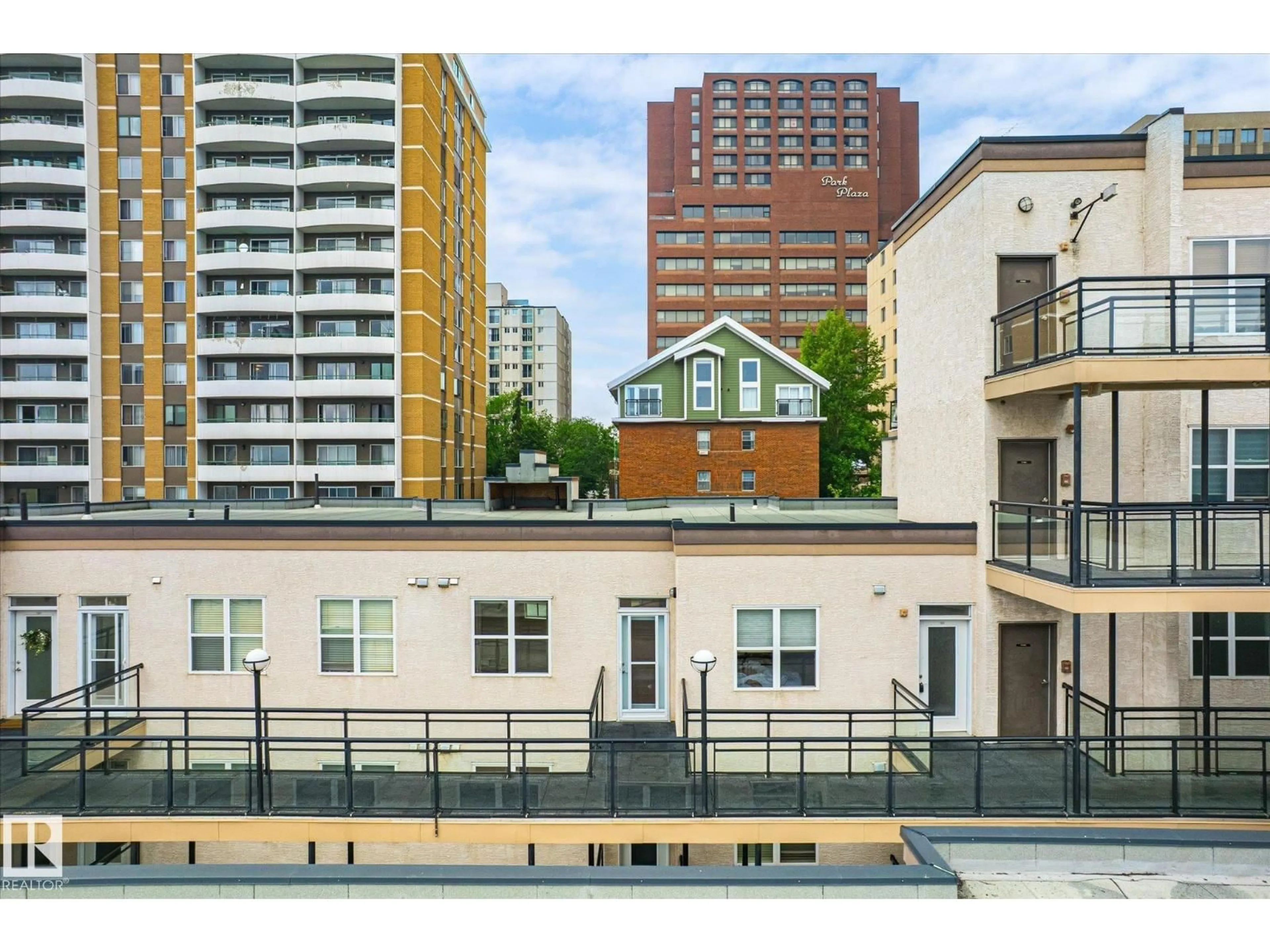 A pic from outside/outdoor area/front of a property/back of a property/a pic from drone, city buildings view from balcony for NW - 511 10503 98 AV, Edmonton Alberta T5K0B2