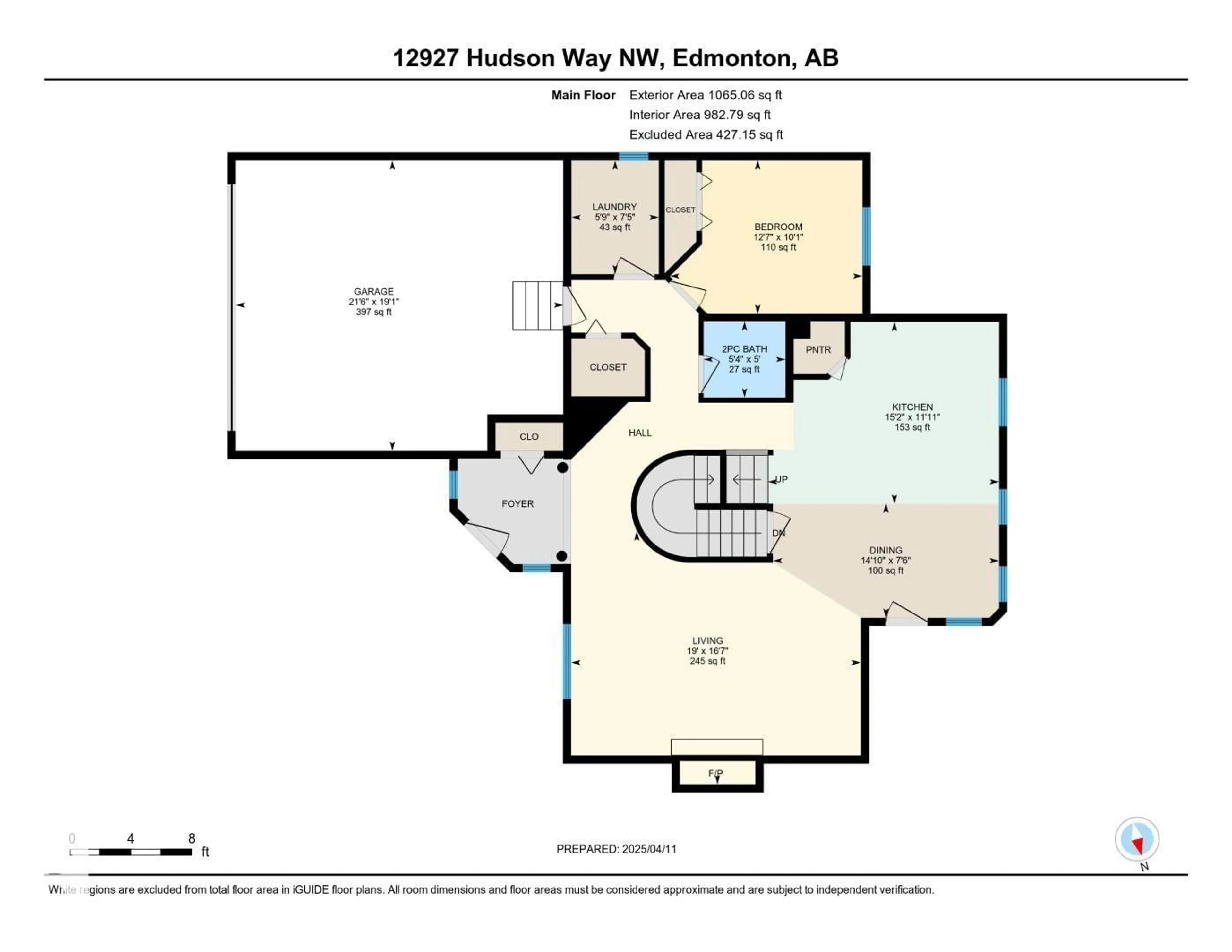 Floor plan for 12927 HUDSON WY, Edmonton Alberta T6V1M4