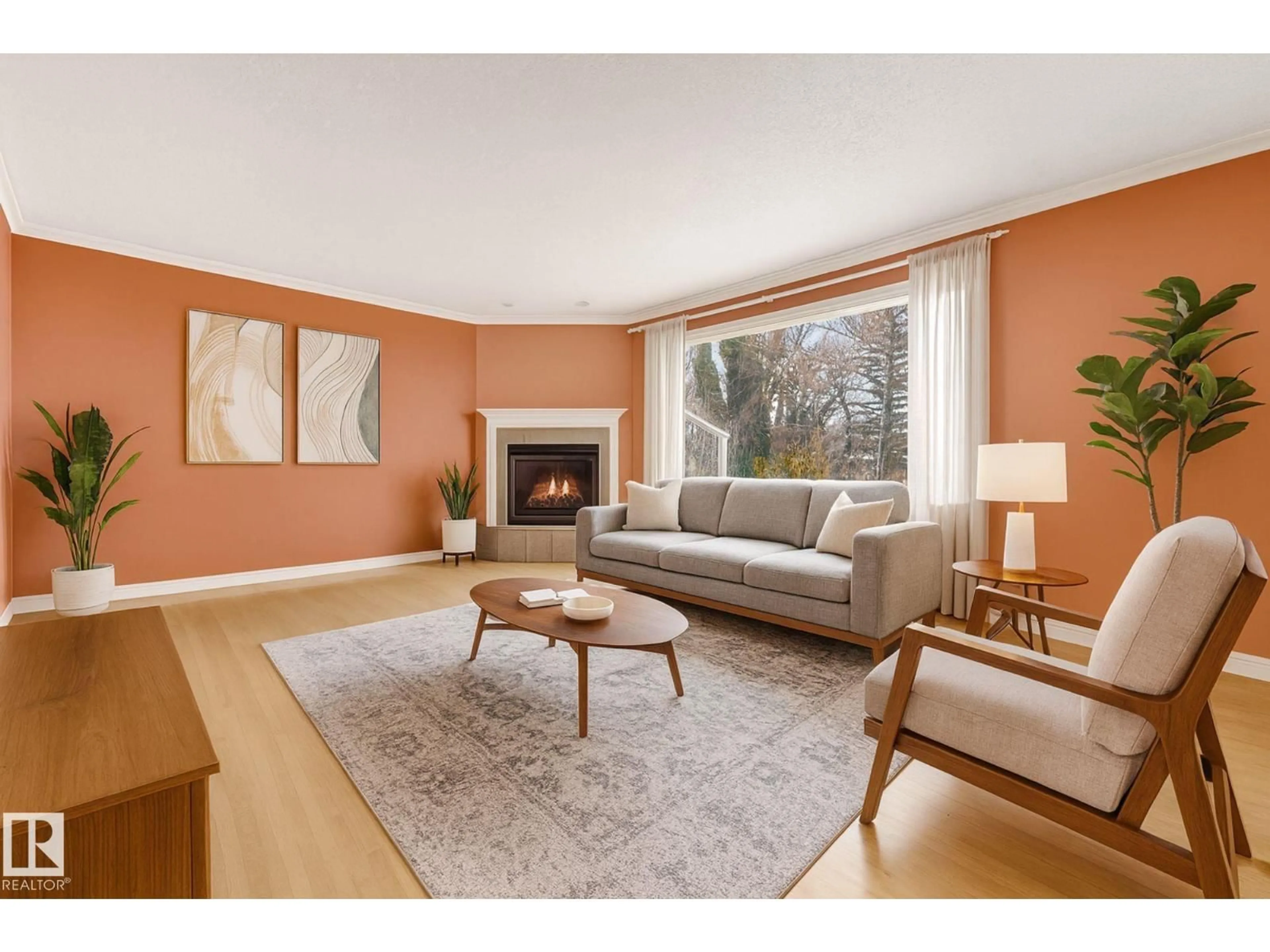 Living room with furniture, wood/laminate floor for NW - 11423 127 ST, Edmonton Alberta T5M0V2