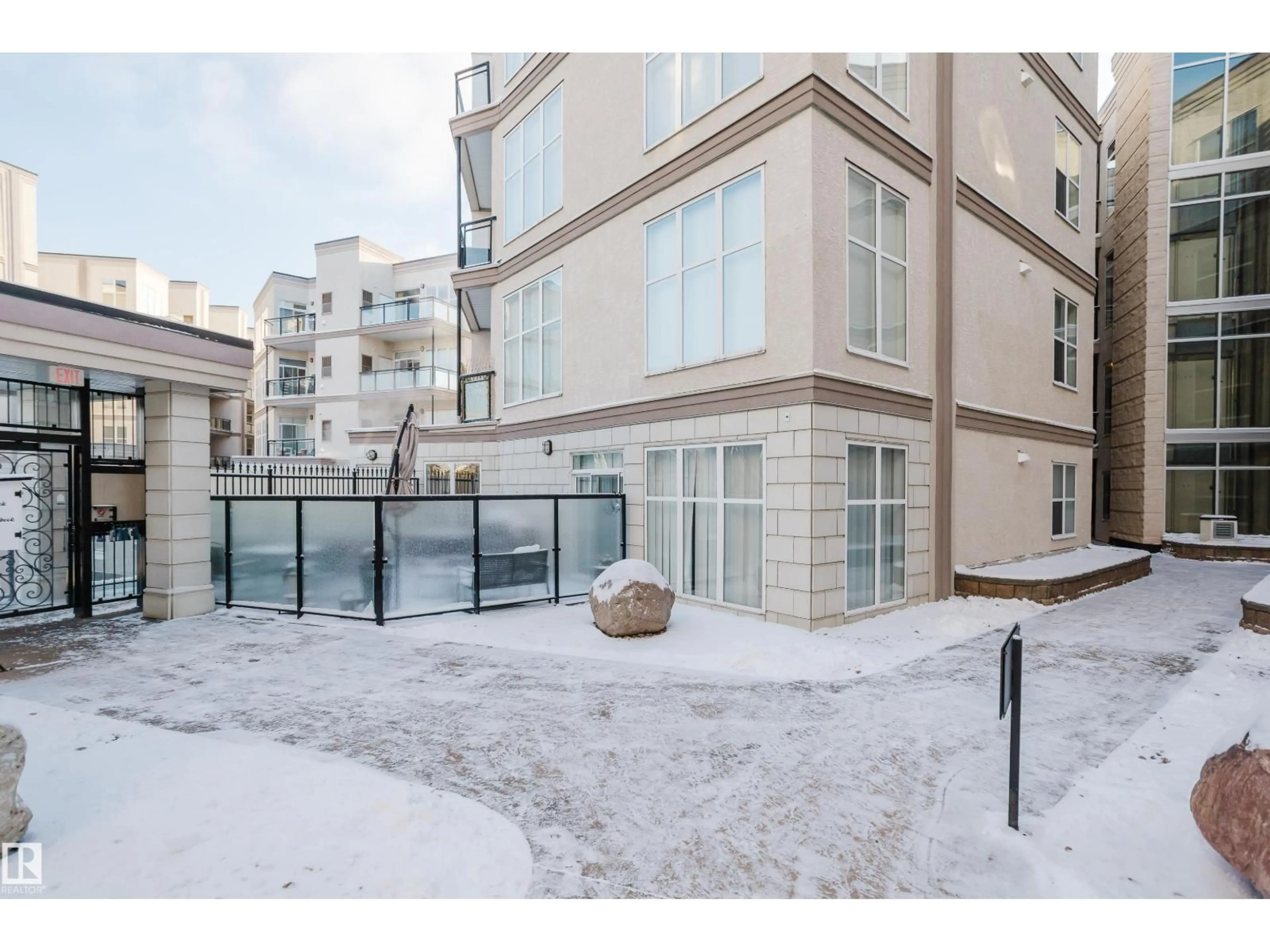 Patio, street for #140 - 4827 104A ST, Edmonton Alberta T6H0R5