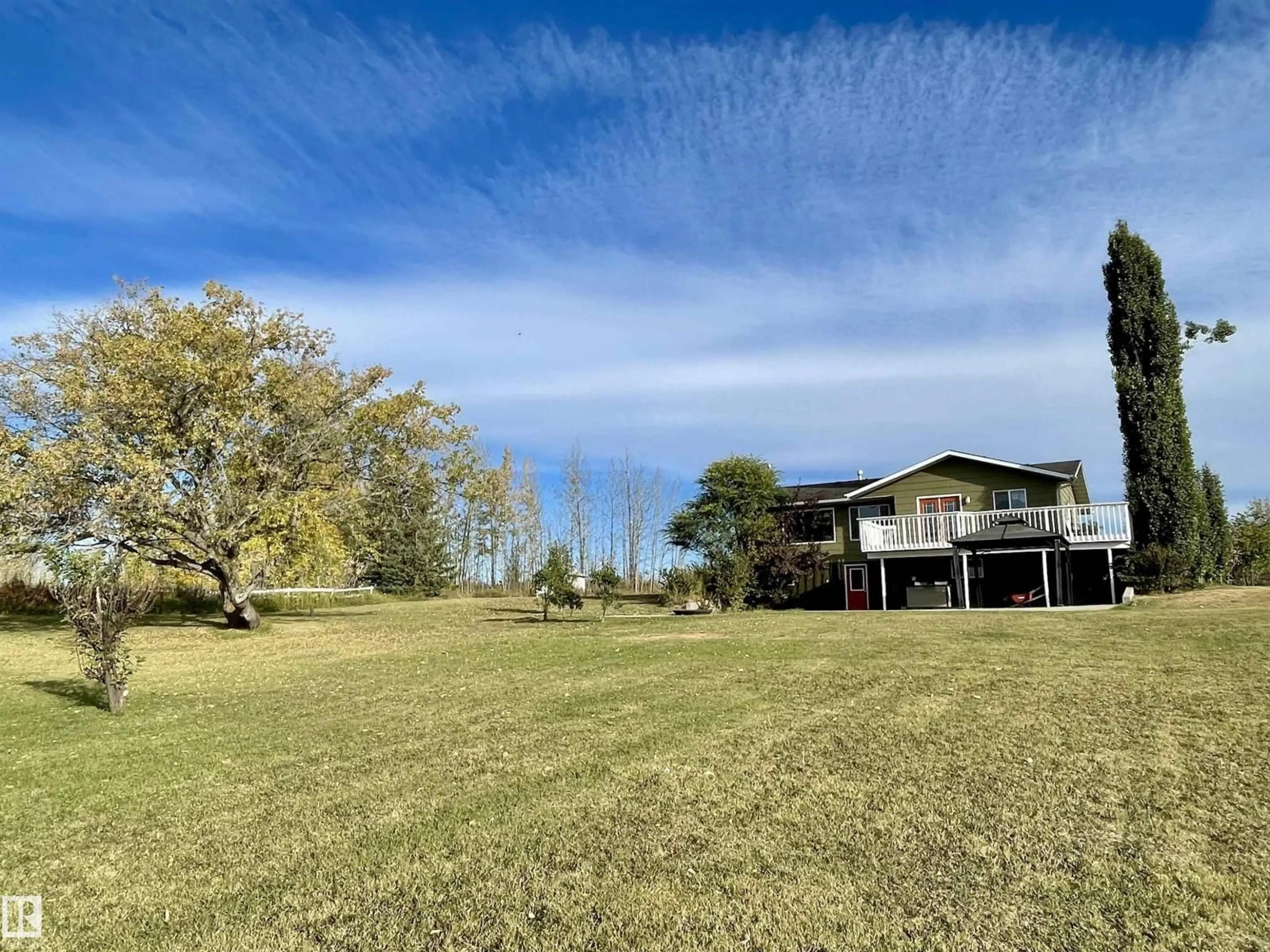 A pic from outside/outdoor area/front of a property/back of a property/a pic from drone, water/lake/river/ocean view for 2401 TWP ROAD 524, Rural Parkland County Alberta T7Y2K8
