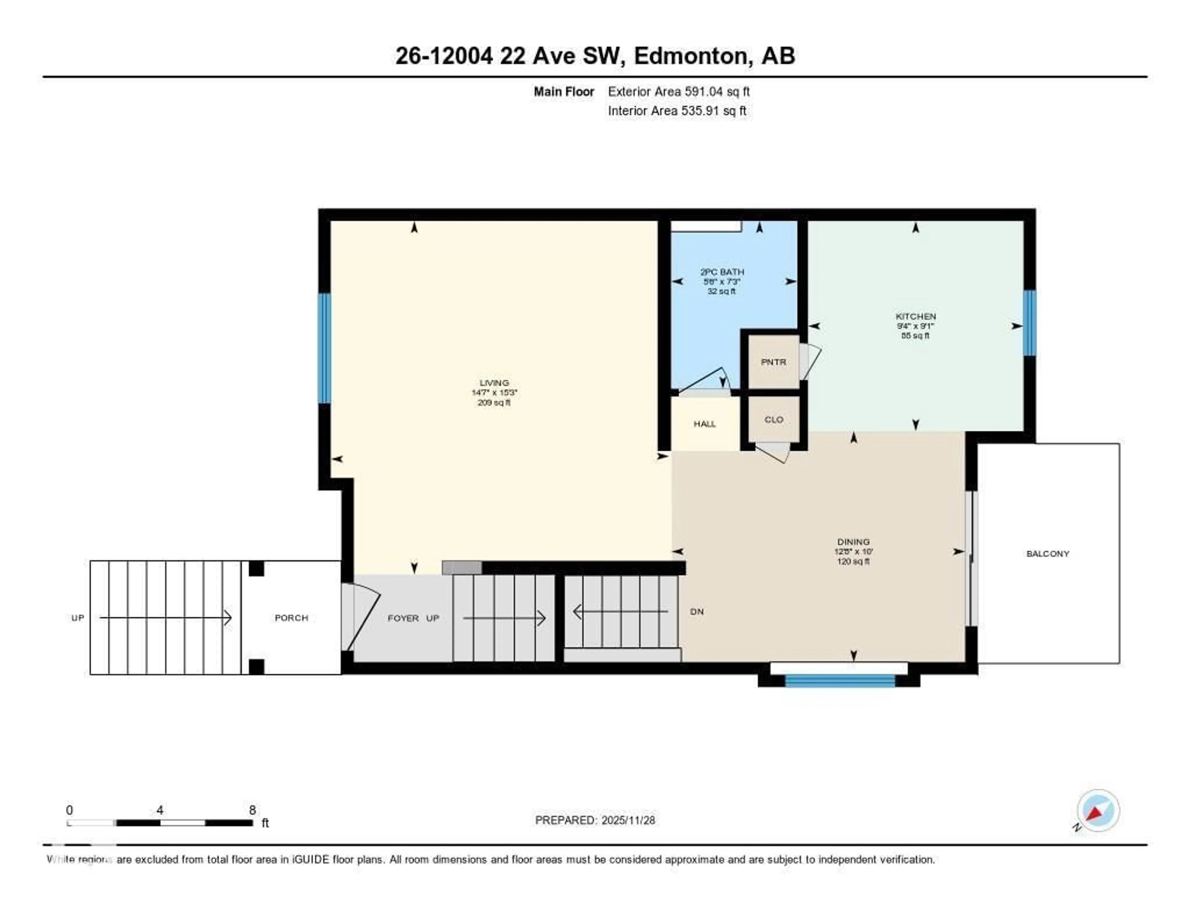 Floor plan for #26 - 12004 22 AV, Edmonton Alberta T6W0T1