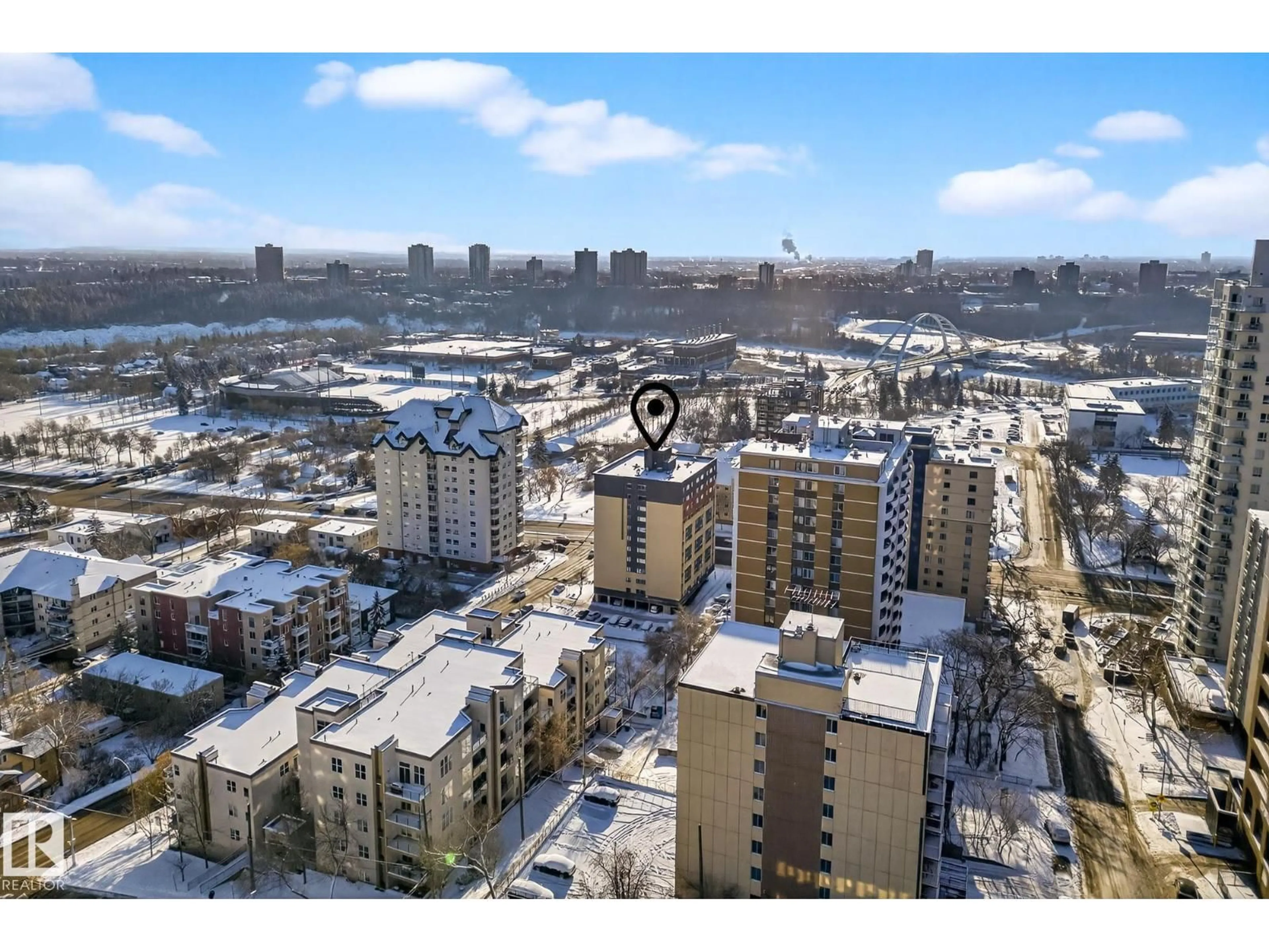 A pic from outside/outdoor area/front of a property/back of a property/a pic from drone, city buildings view from balcony for #308 - 9710 105 ST, Edmonton Alberta T5K1A4