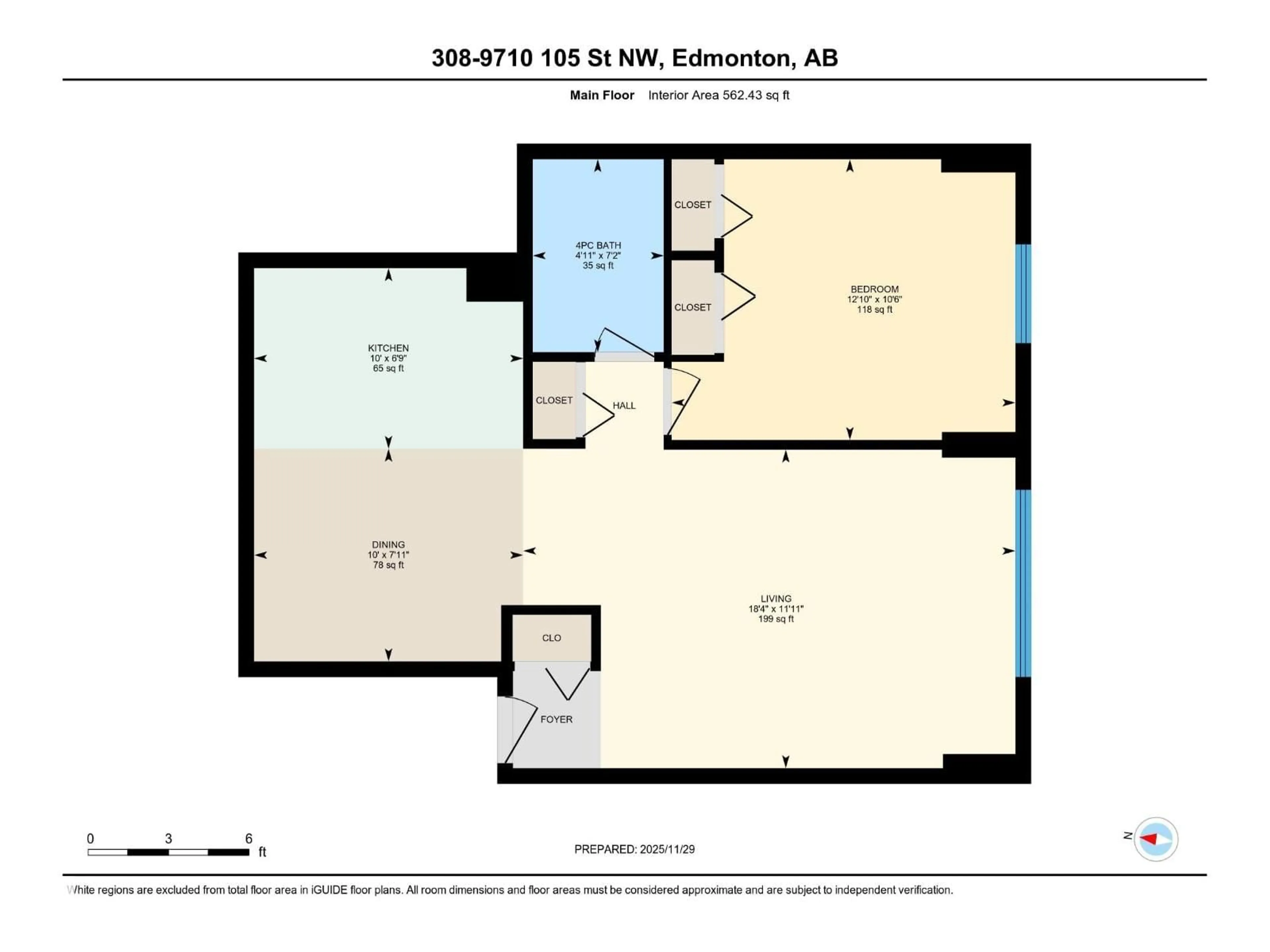 Floor plan for #308 - 9710 105 ST, Edmonton Alberta T5K1A4