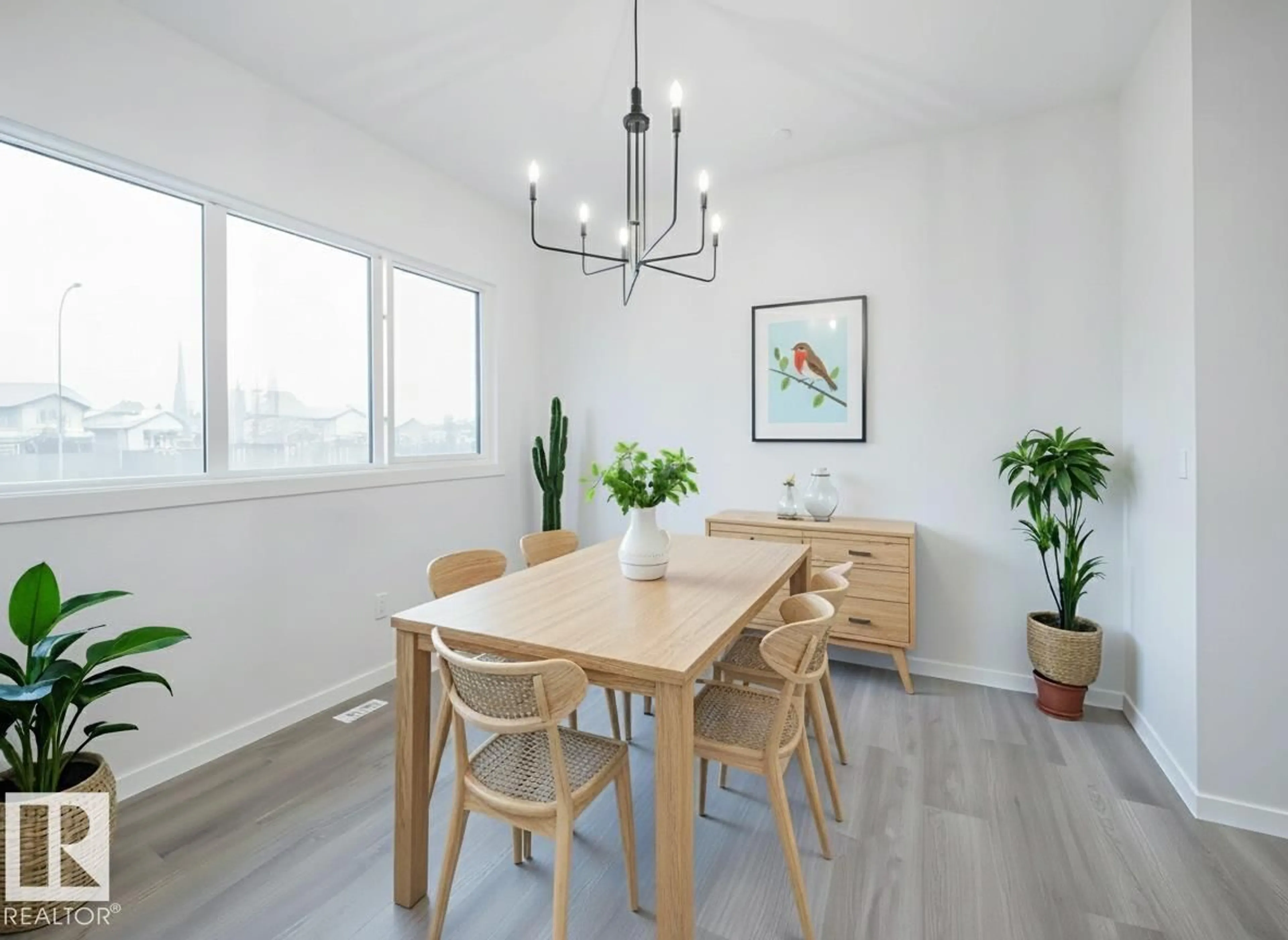 Dining room, wood/laminate floor for 161 ELLIOTT WD, Fort Saskatchewan Alberta T8L1N1