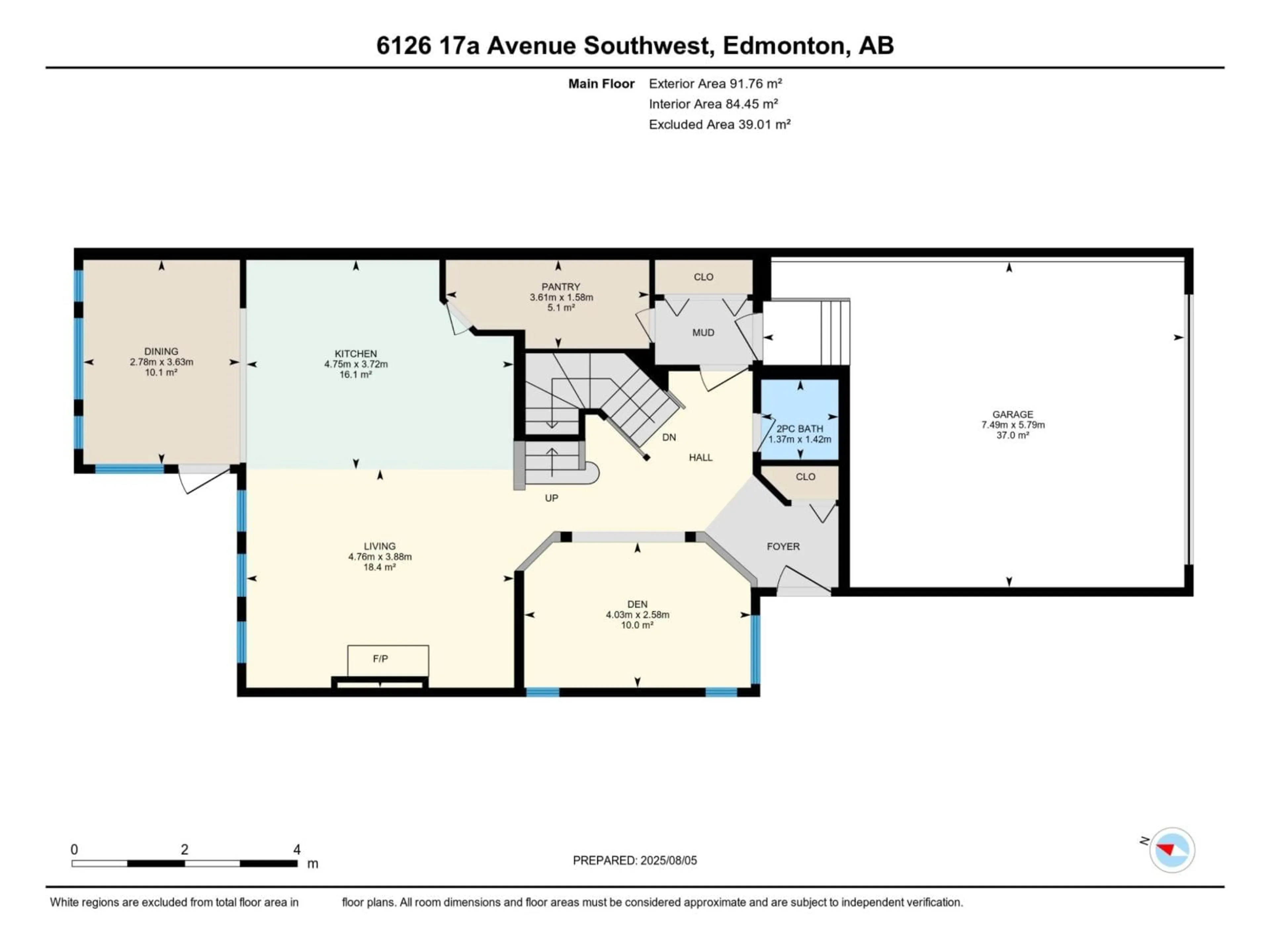 Floor plan for 6126 17A AV, Edmonton Alberta T6X0W2