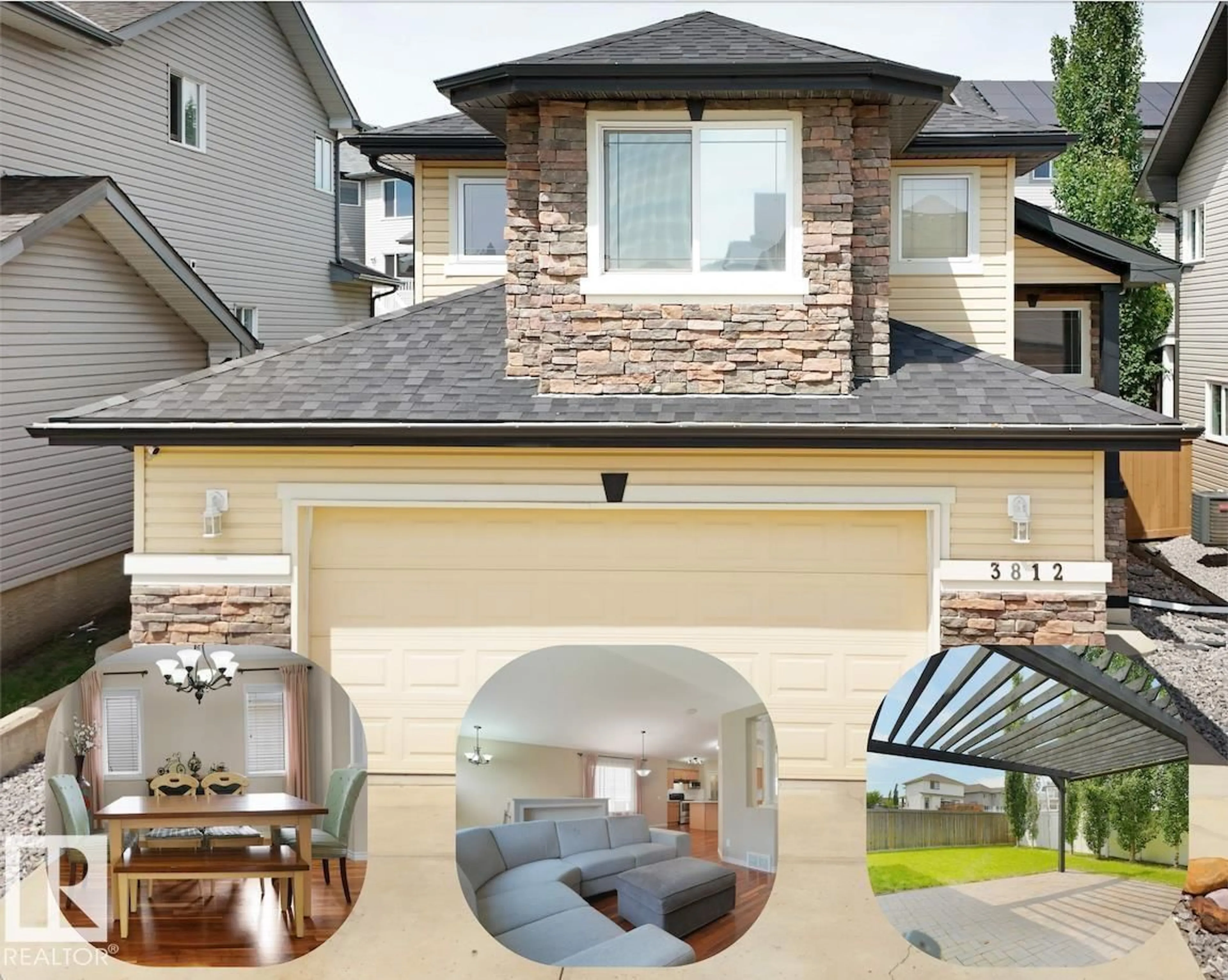 Home with vinyl exterior material, street for 3812 163 AV, Edmonton Alberta T5Y0G6