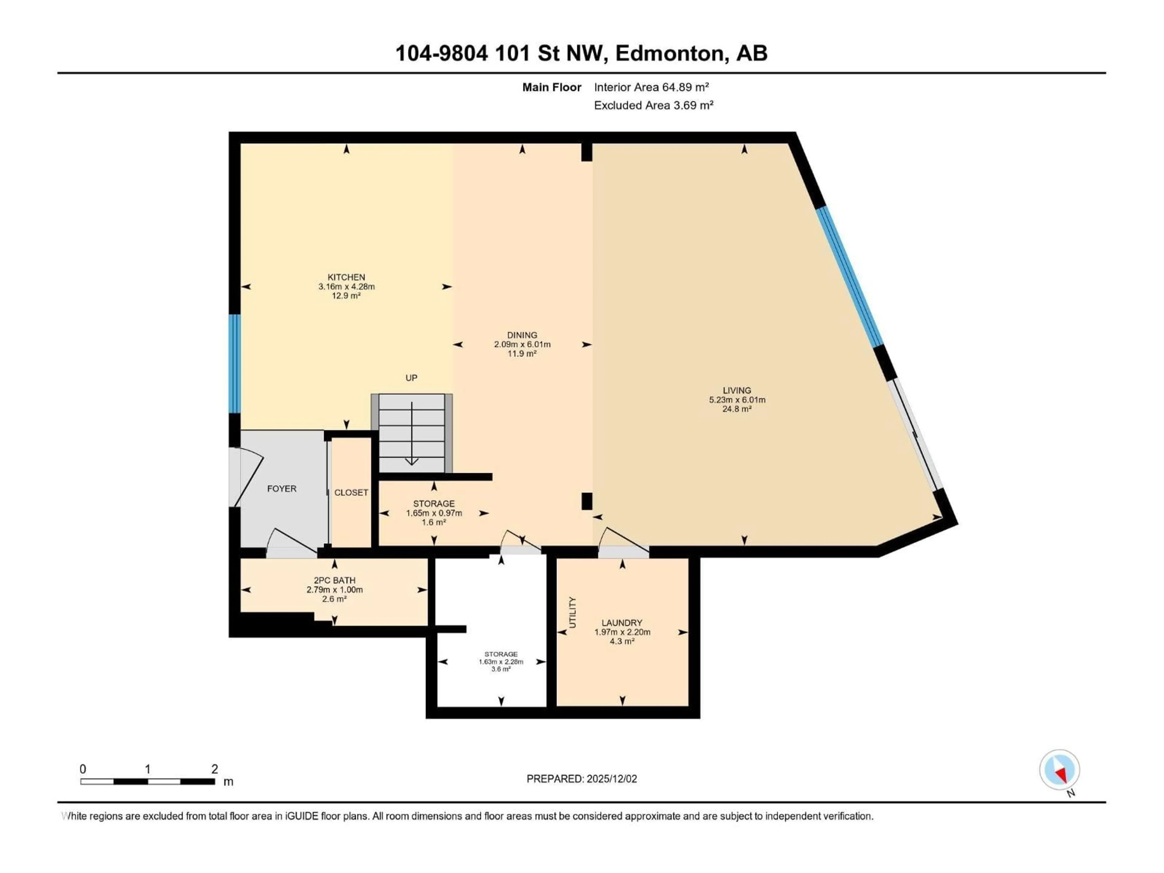 Floor plan for #104 - 9804 101 ST, Edmonton Alberta T5K2X3