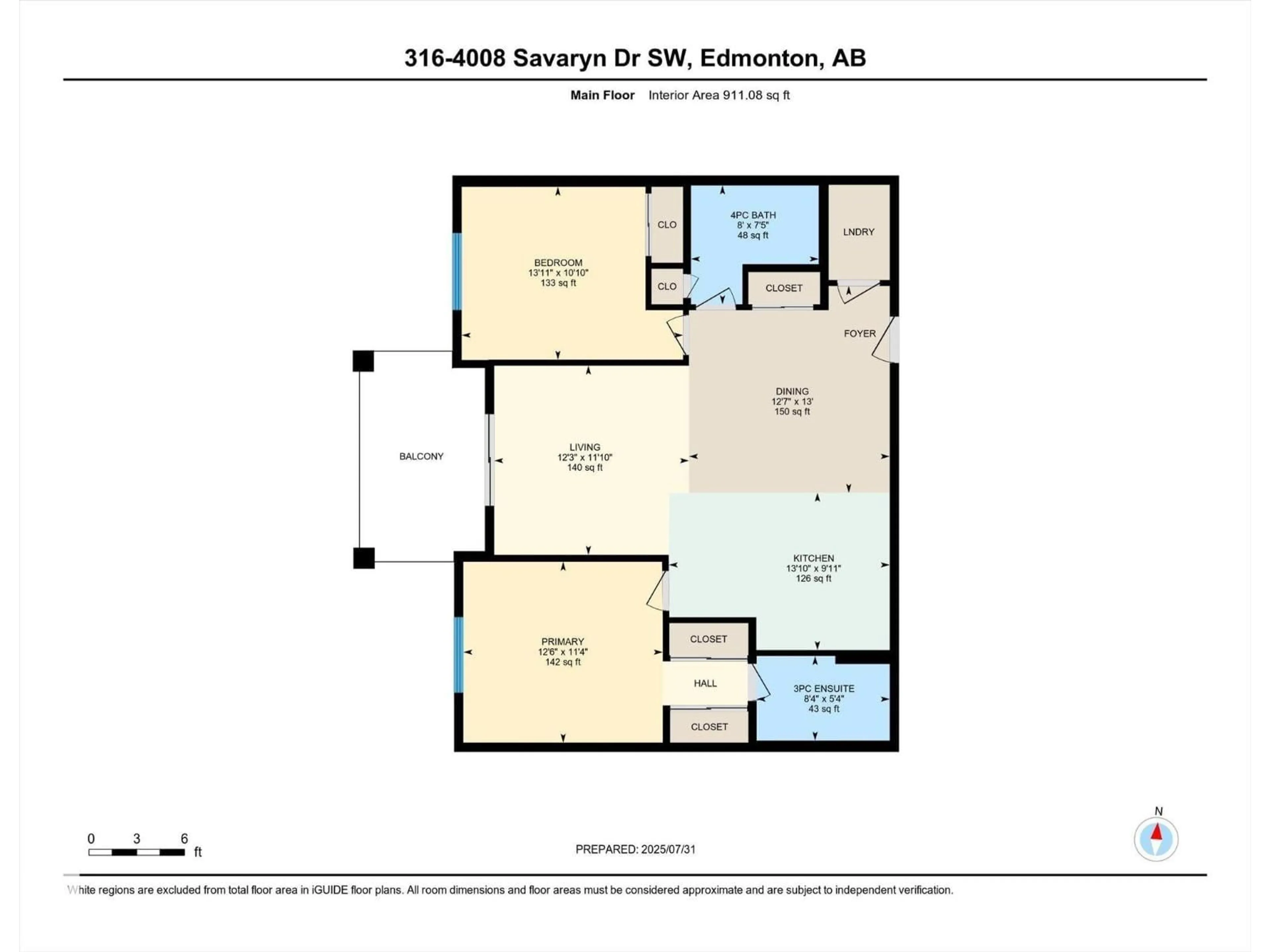 Floor plan for 316 - 4008 SAVARYN DR, Edmonton Alberta T6X2E5