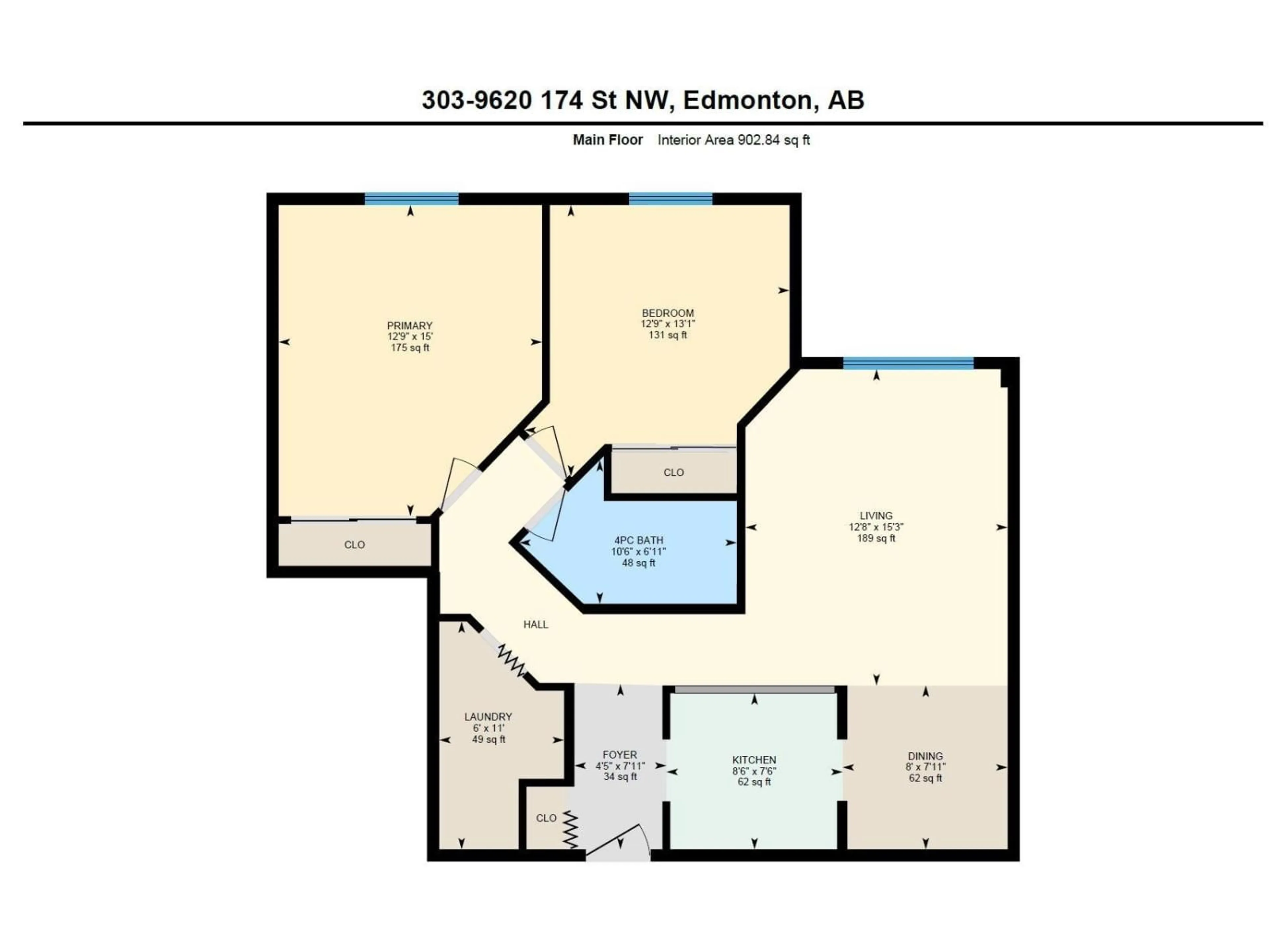 Floor plan for #303 - 9620 174 ST NW, Edmonton Alberta T5T6B9