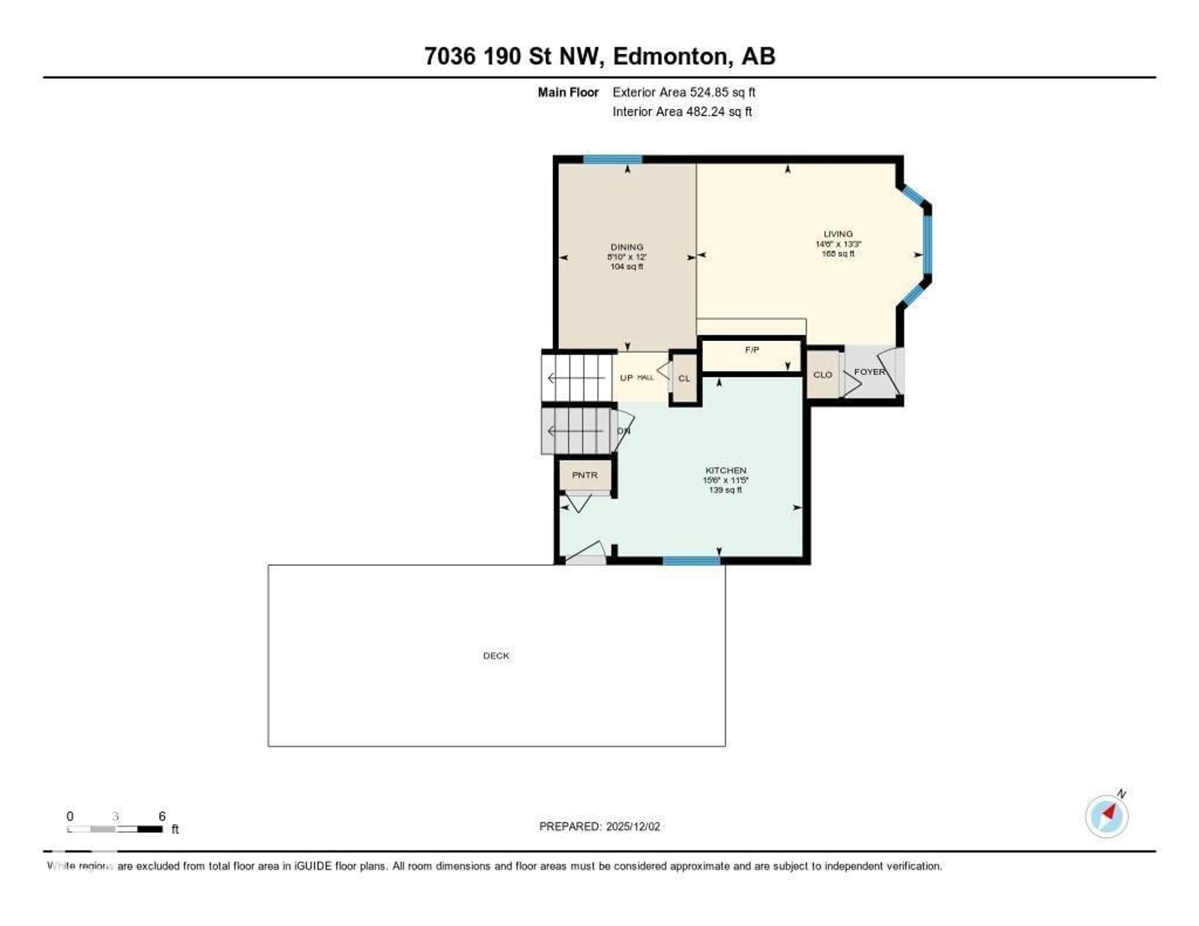 Floor plan for 7036 190 ST NW, Edmonton Alberta T5T5E4