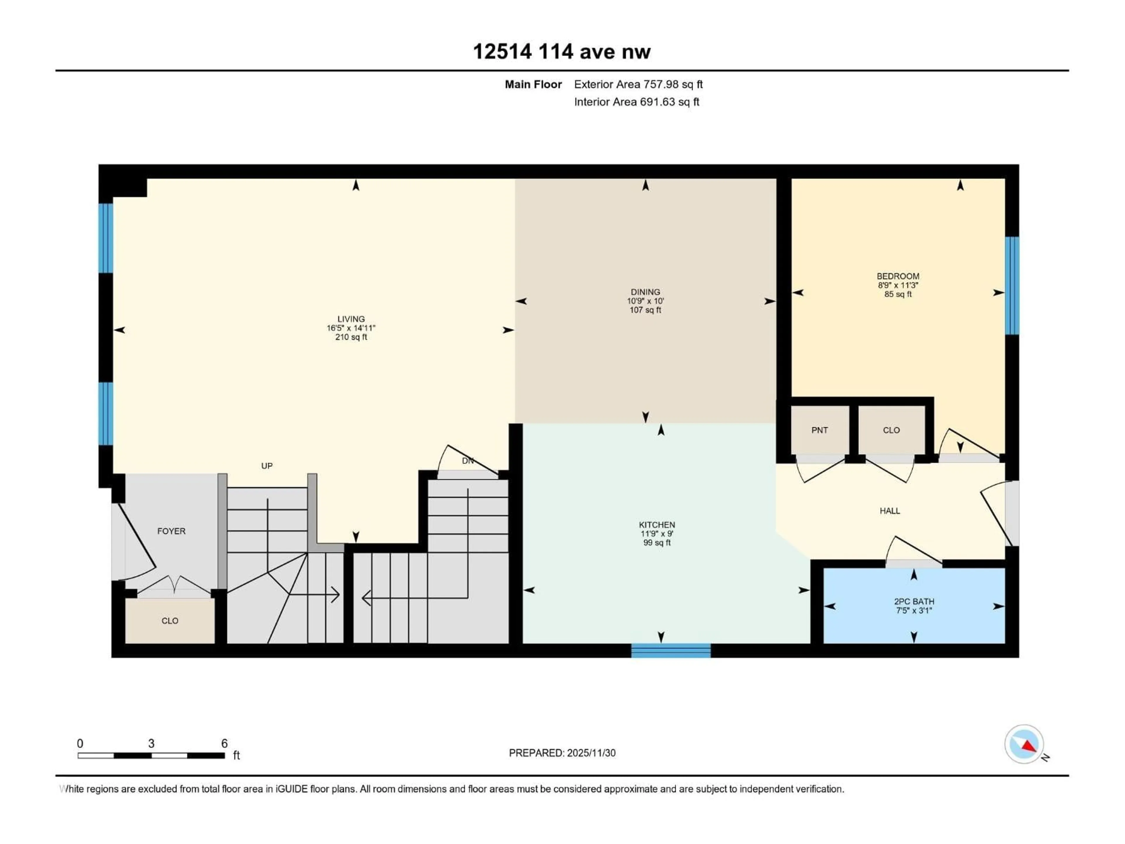 Floor plan for 16 - 12514 114 AV, Edmonton Alberta T5M2X6