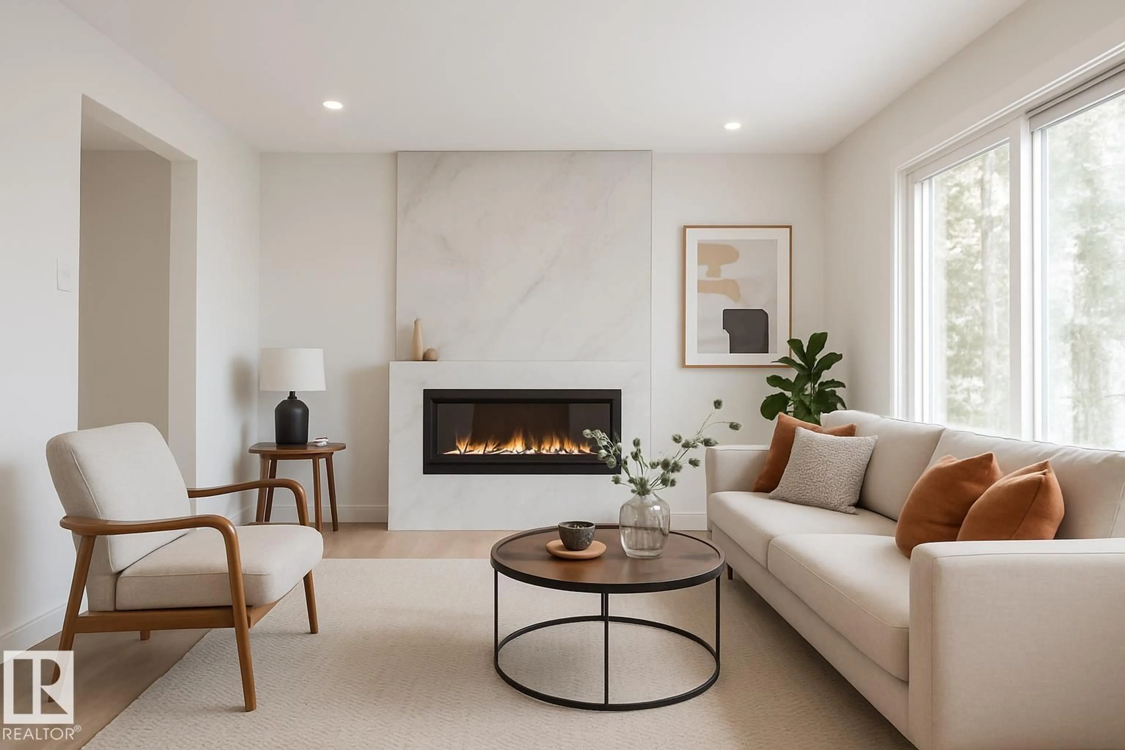 Living room with furniture, unknown for NW - 18418 62B AV, Edmonton Alberta T5T2N7