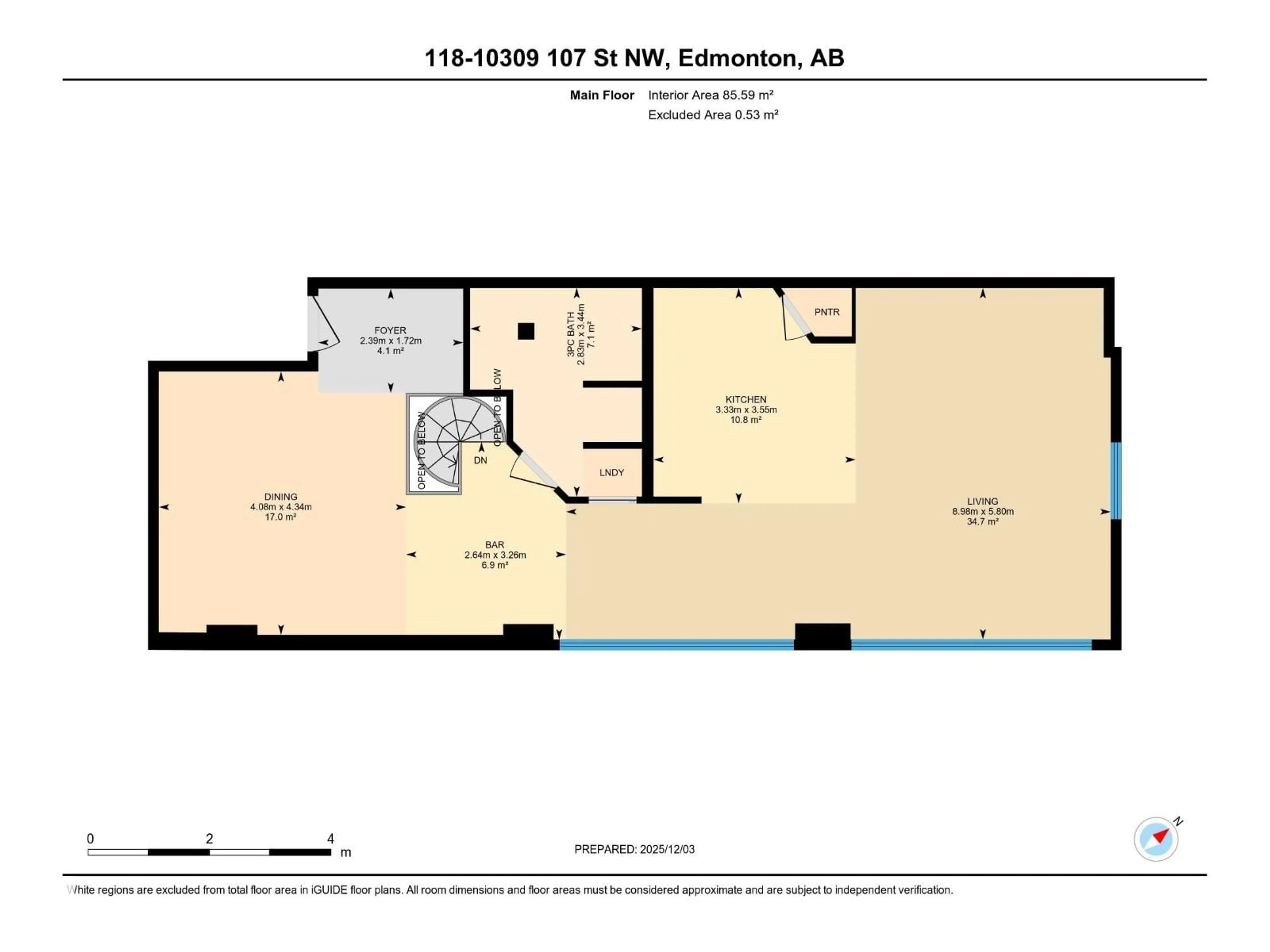 Floor plan for #118 - 10309 107 ST, Edmonton Alberta T5J1K3